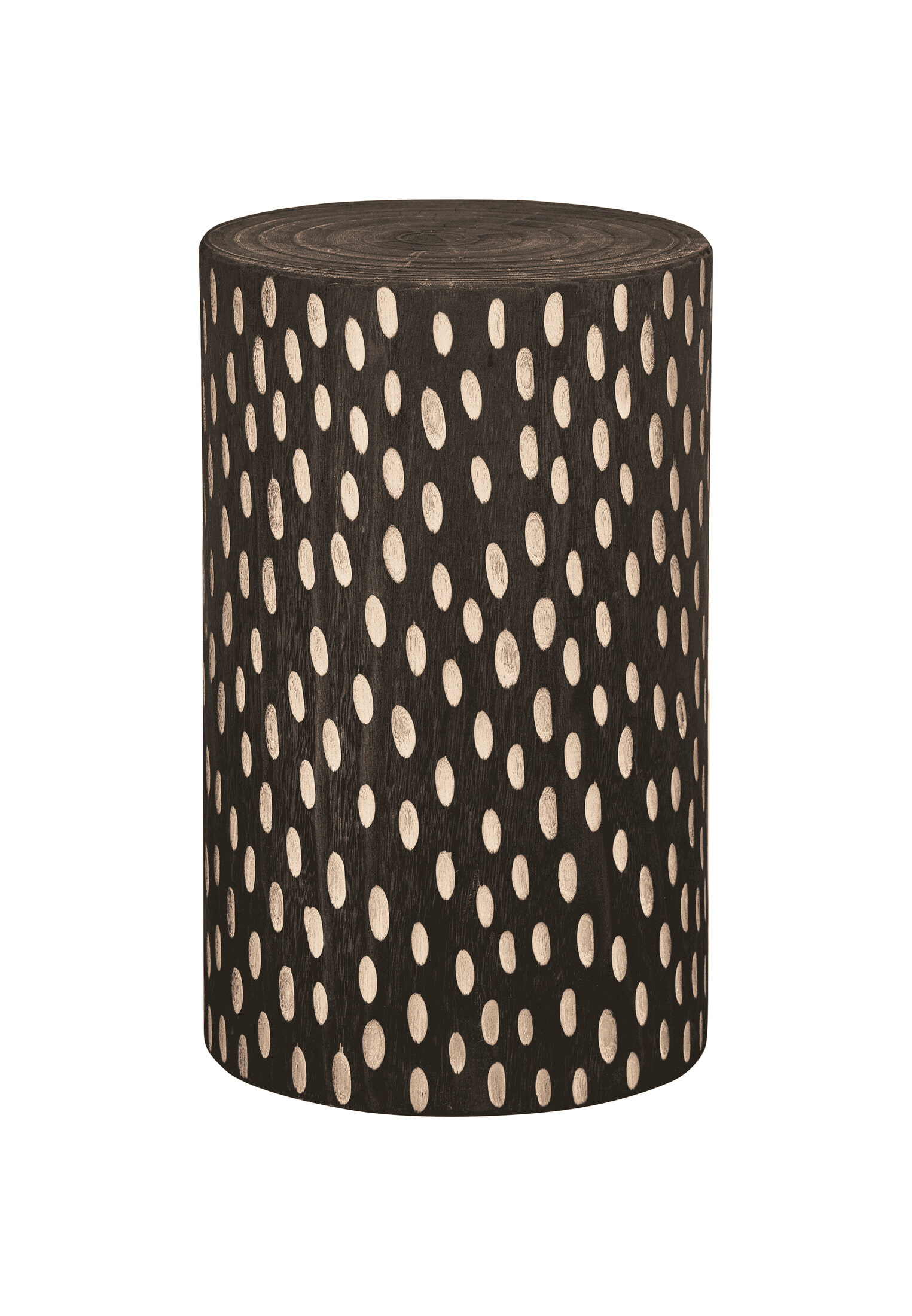 WOOOD Kruk/Bijzettafel Perry Paulowniahout - Donkerbruin - Rond - Exclusive