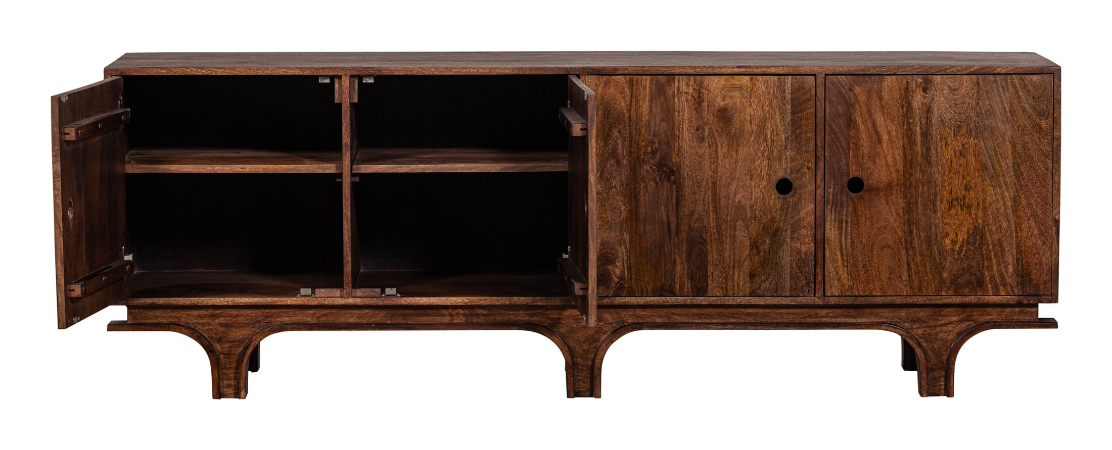 WOOOD Dressoir 'Staes' Mangohout, 200cm, kleur Walnoot