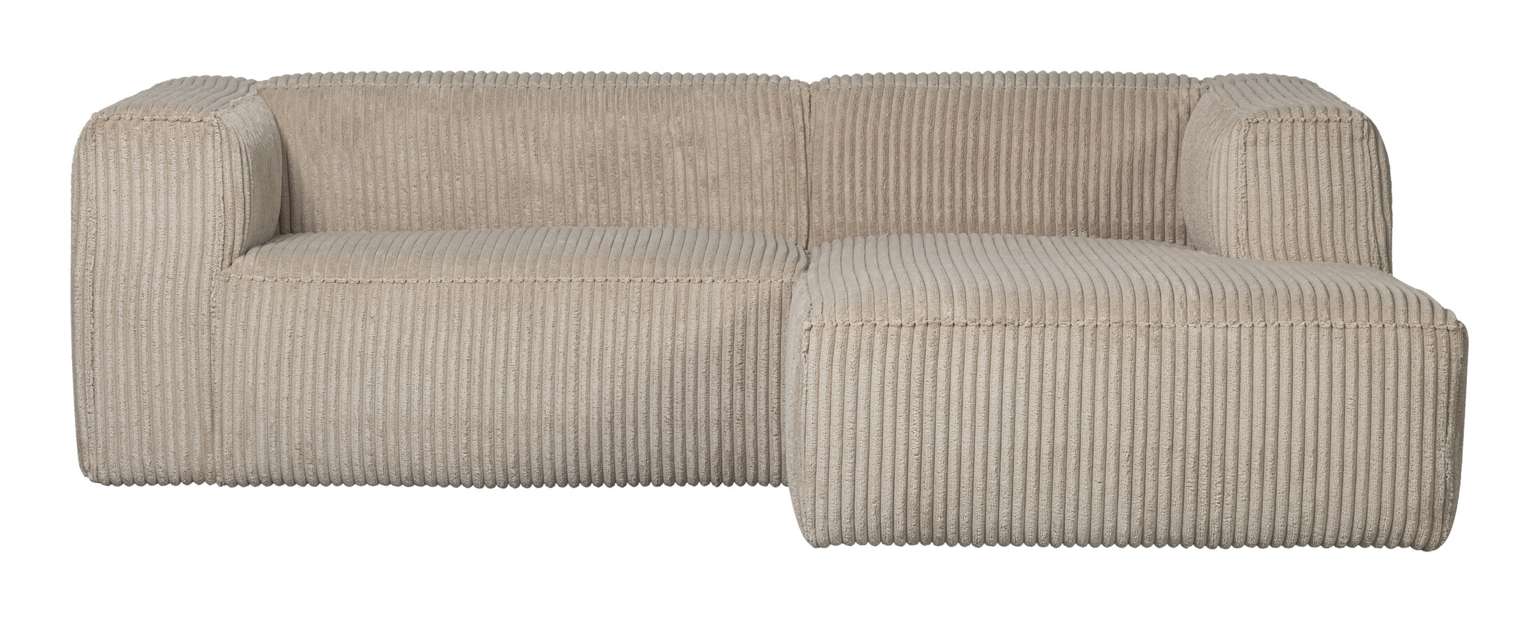 WOOOD Loungebank 'Bean' Rechts, Grove Ribstof, kleur Travertin