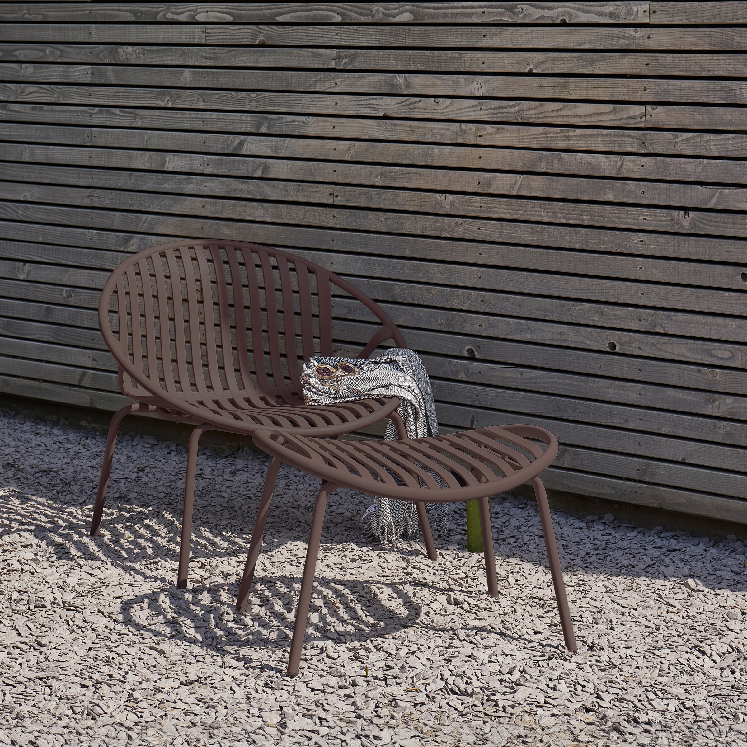 WOOOD Outdoor Loungestoel Bruce Met hocker - Paars/Bruin