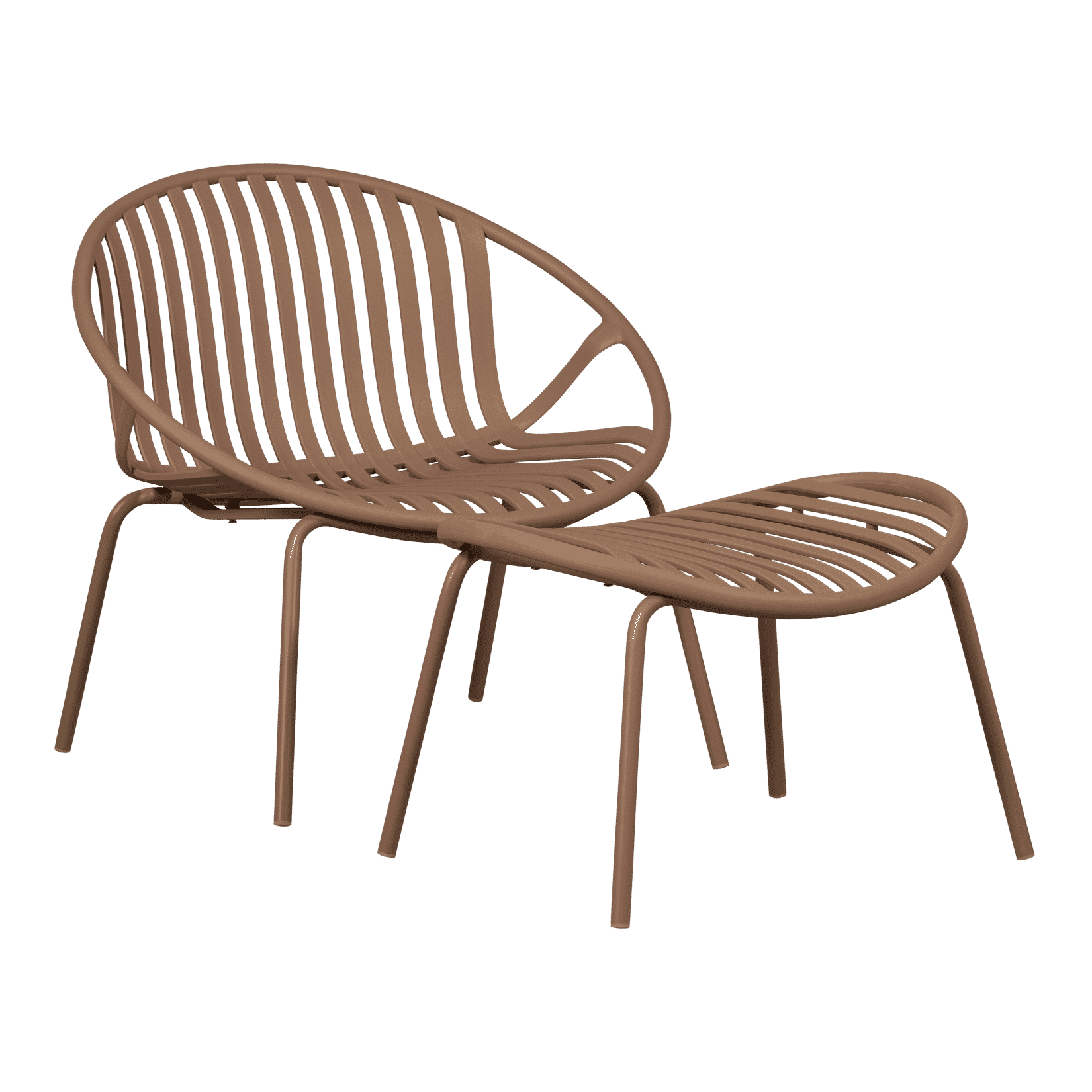 WOOOD Outdoor Fauteuil 'Bruce' Set met hocker, kleur Zalmroze