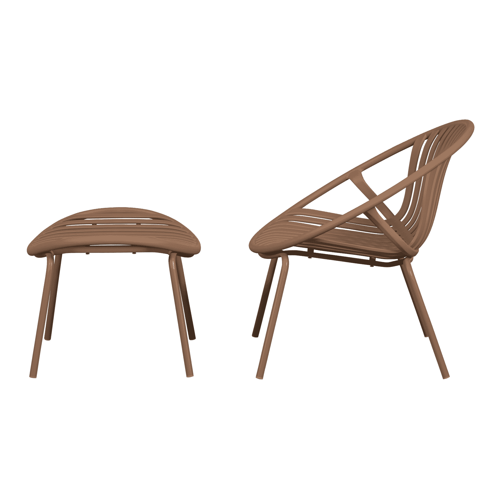 WOOOD Outdoor Fauteuil 'Bruce' Set met hocker, kleur Zalmroze