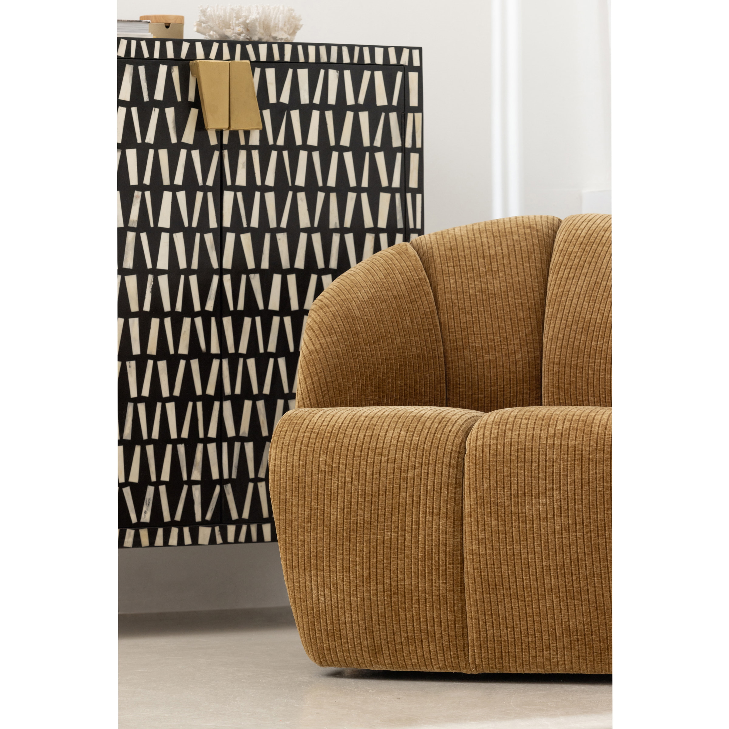 WOOOD Draaifauteuil 'Mojo' Geweven Rib, kleur Honing Geel