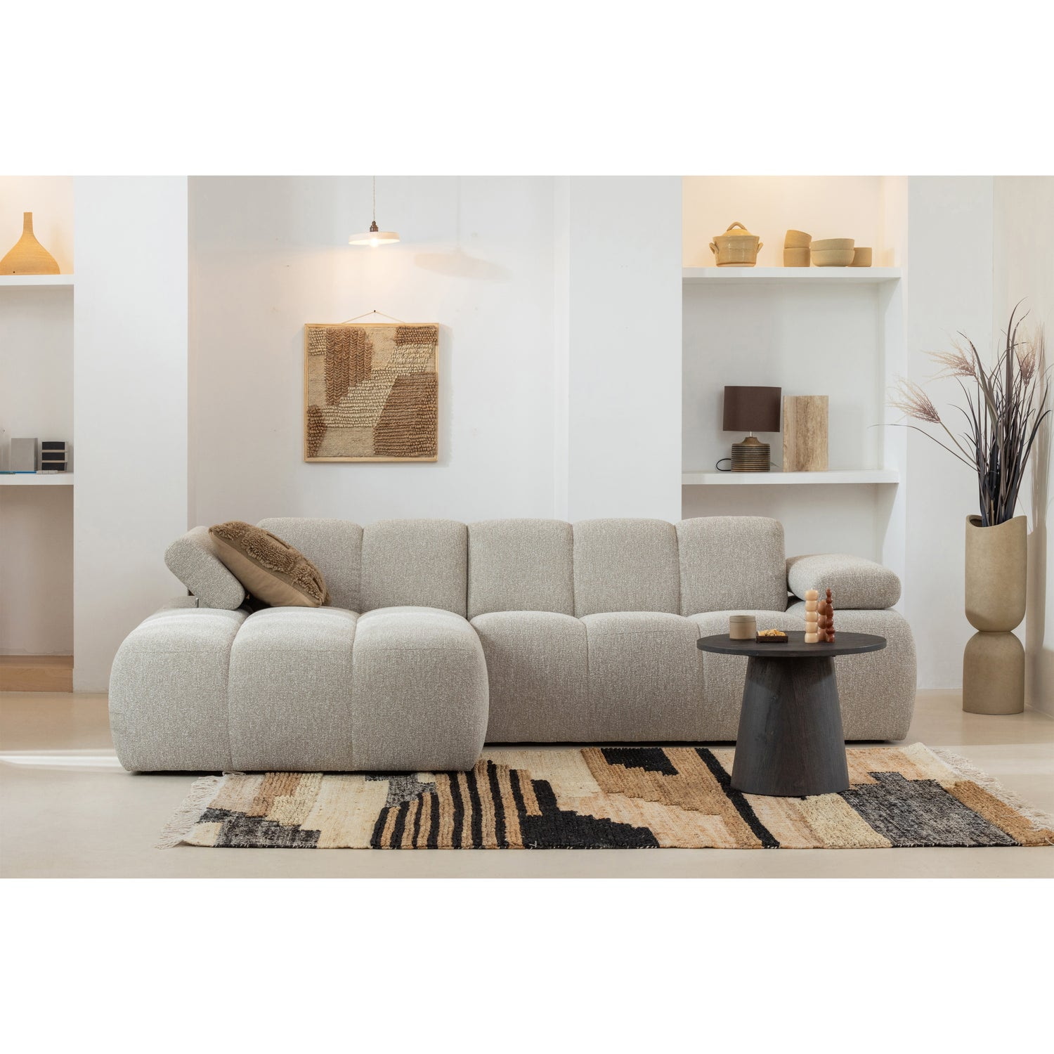 WOOOD Loungebank 'Mojo' Links, Bouclé, kleur Beige Melange, foto 2