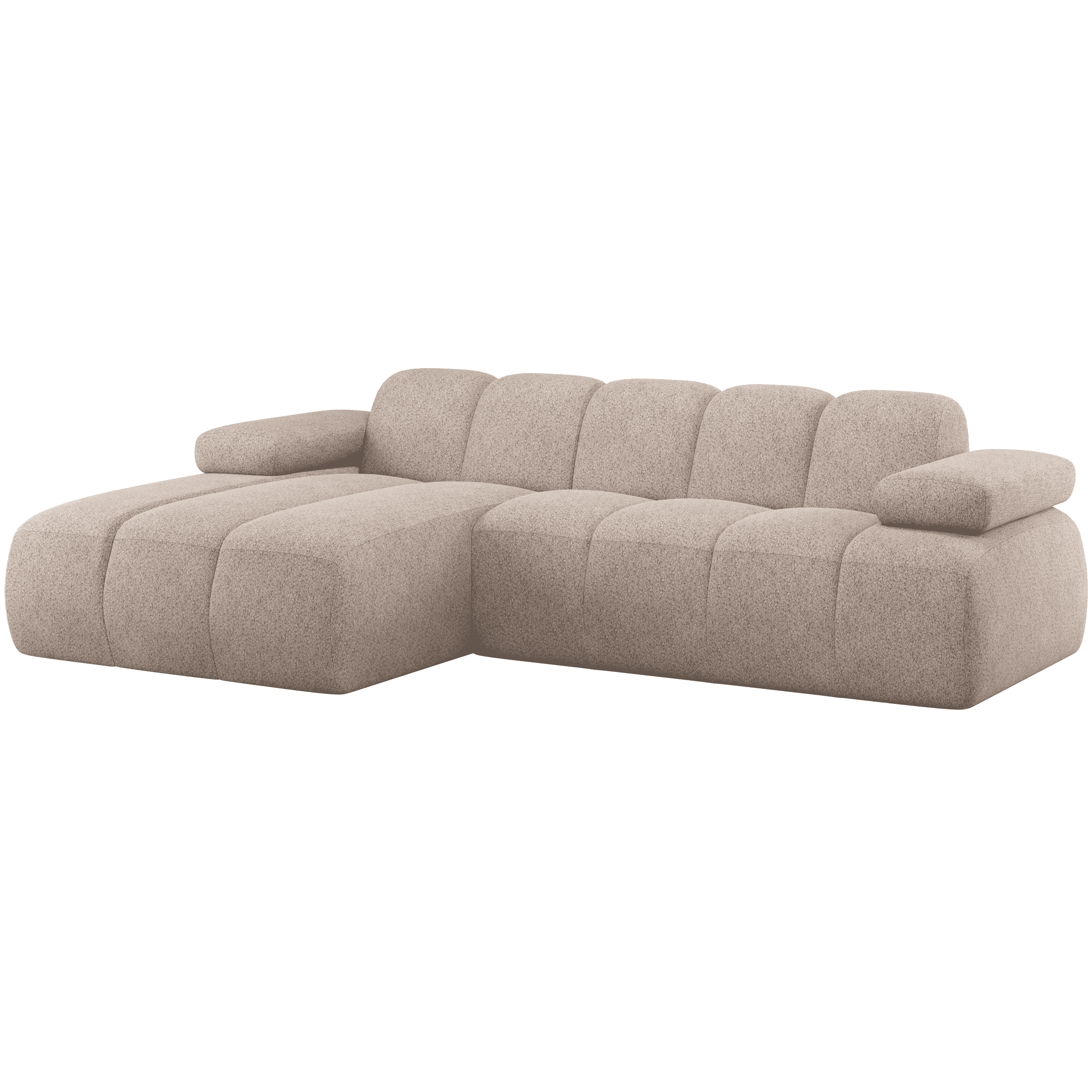 WOOOD Loungebank Mojo Links, Wollig Chenille - Donker Zand