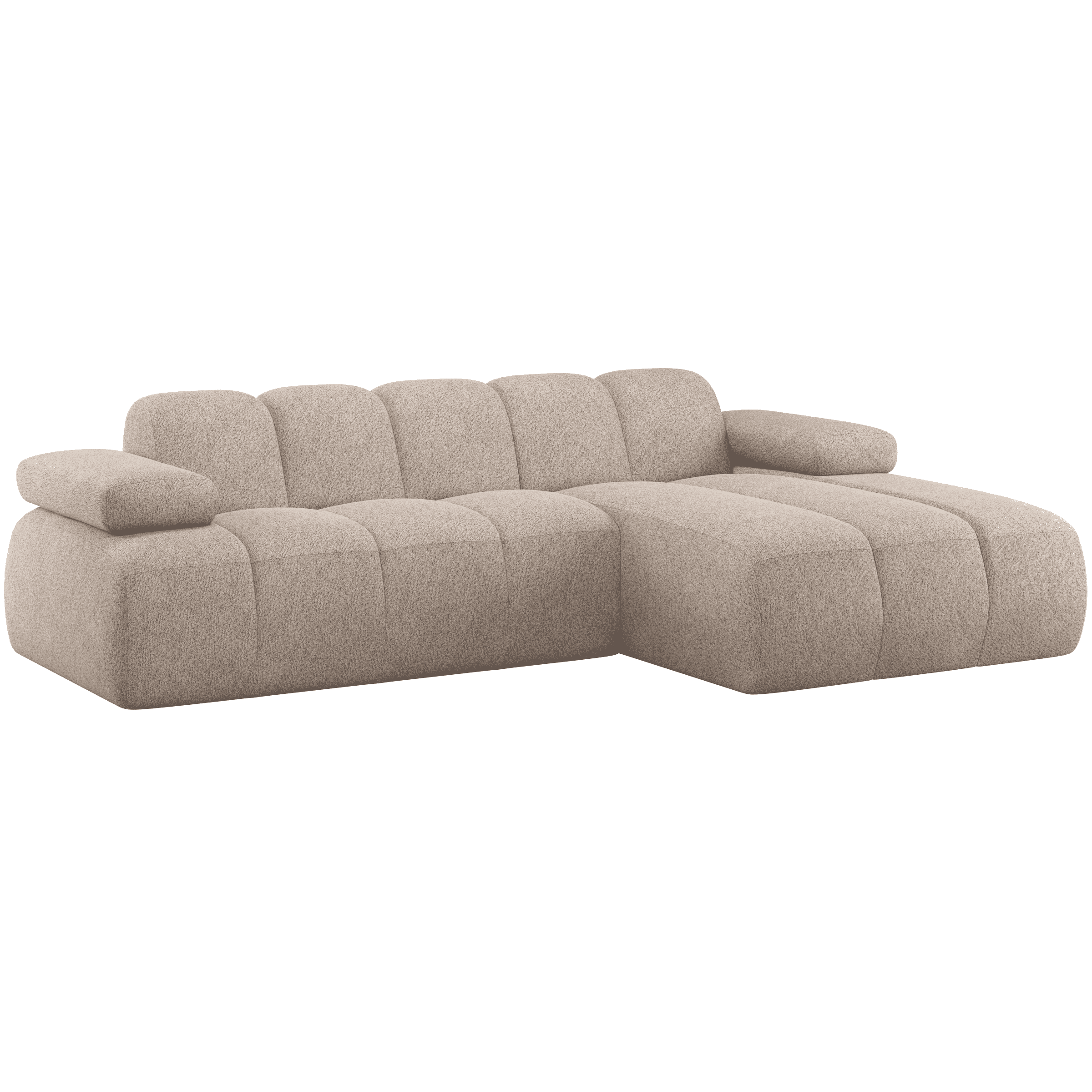 WOOOD Loungebank Mojo Rechts, Wollig Chenille - Donker Zand