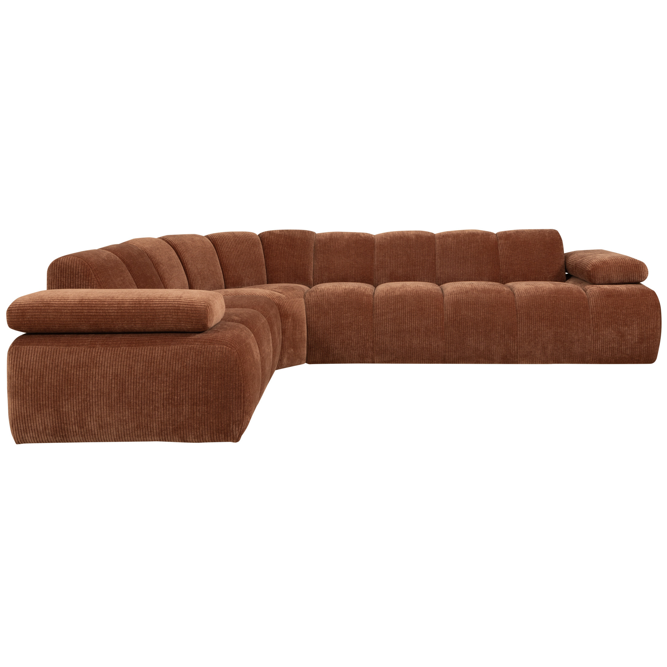WOOOD Hoekbank 'Mojo' Links, 310cm, Geweven Rib, kleur Roestbruin
