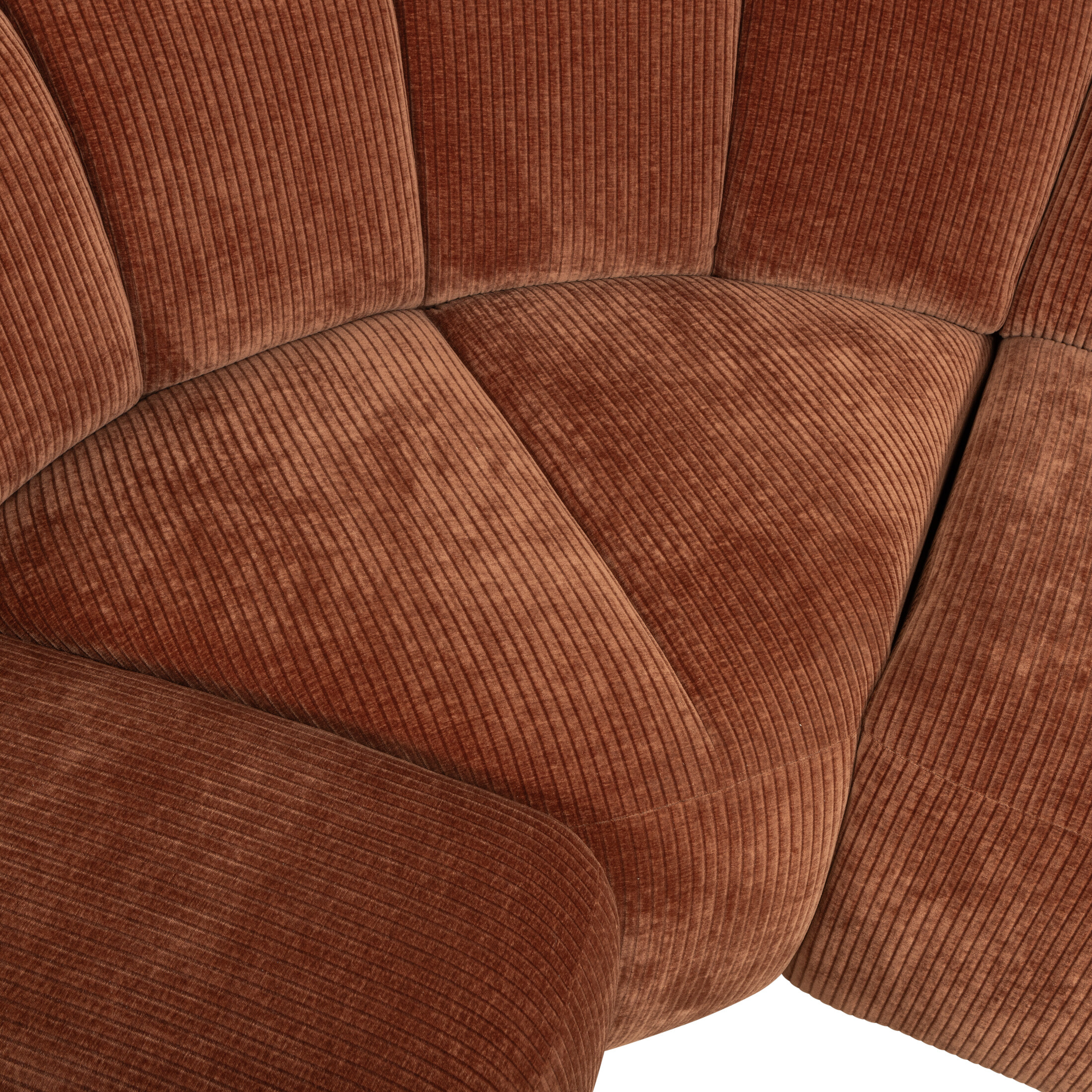 WOOOD Hoekbank 'Mojo' Links, 310cm, Geweven Rib, kleur Roestbruin