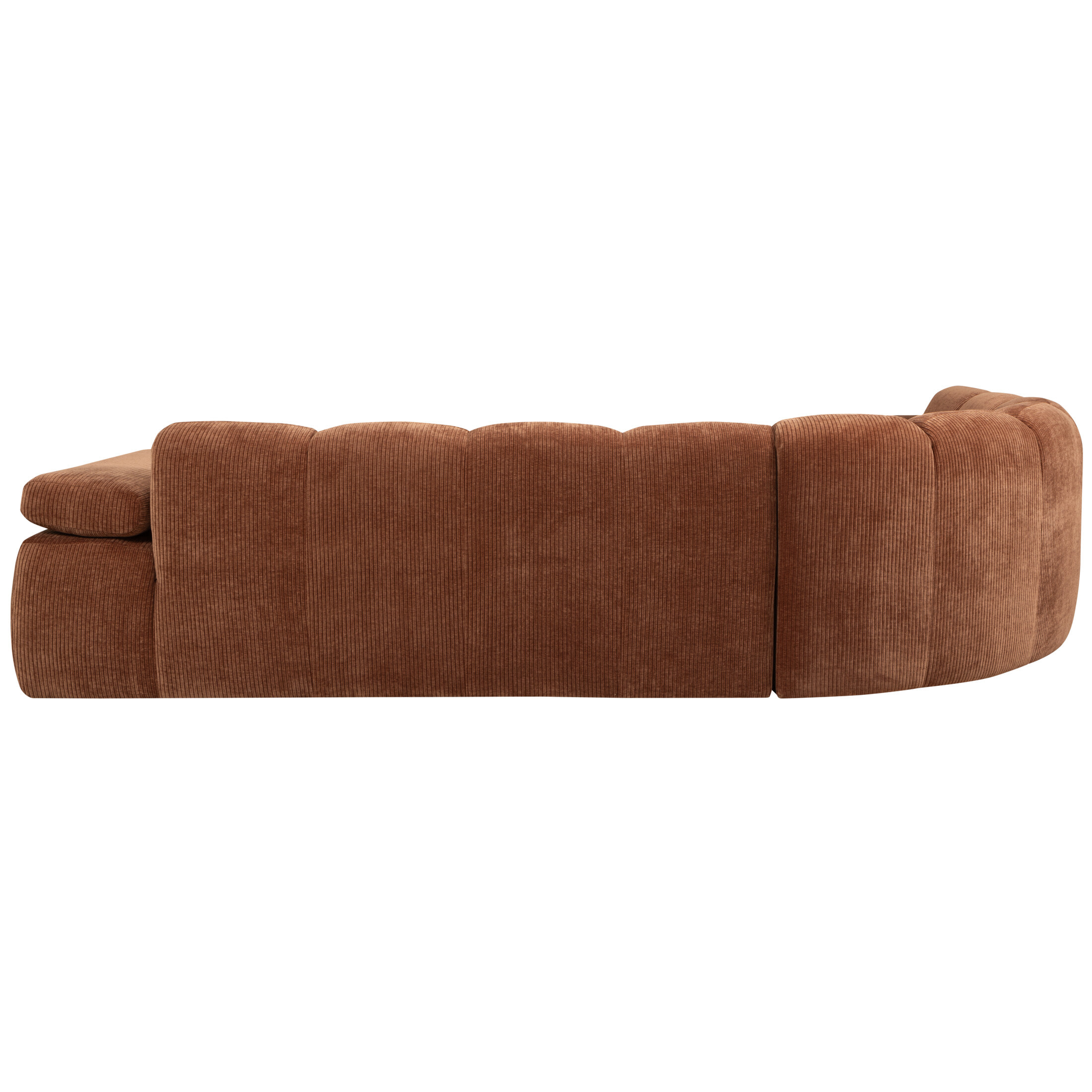 WOOOD Hoekbank 'Mojo' Links, 310cm, Geweven Rib, kleur Roestbruin