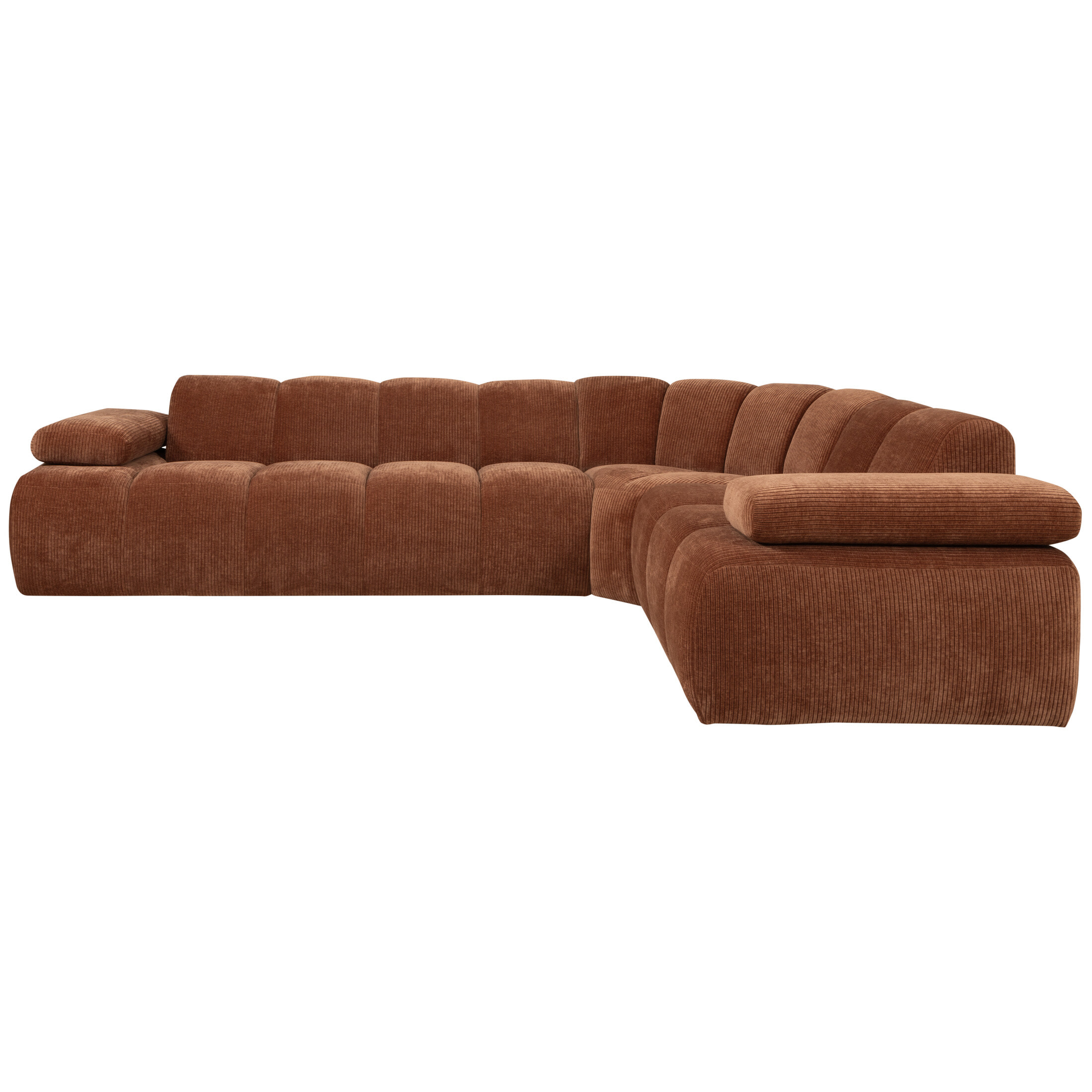 WOOOD Hoekbank 'Mojo' Rechts, 310cm, Geweven Rib, kleur Roestbruin