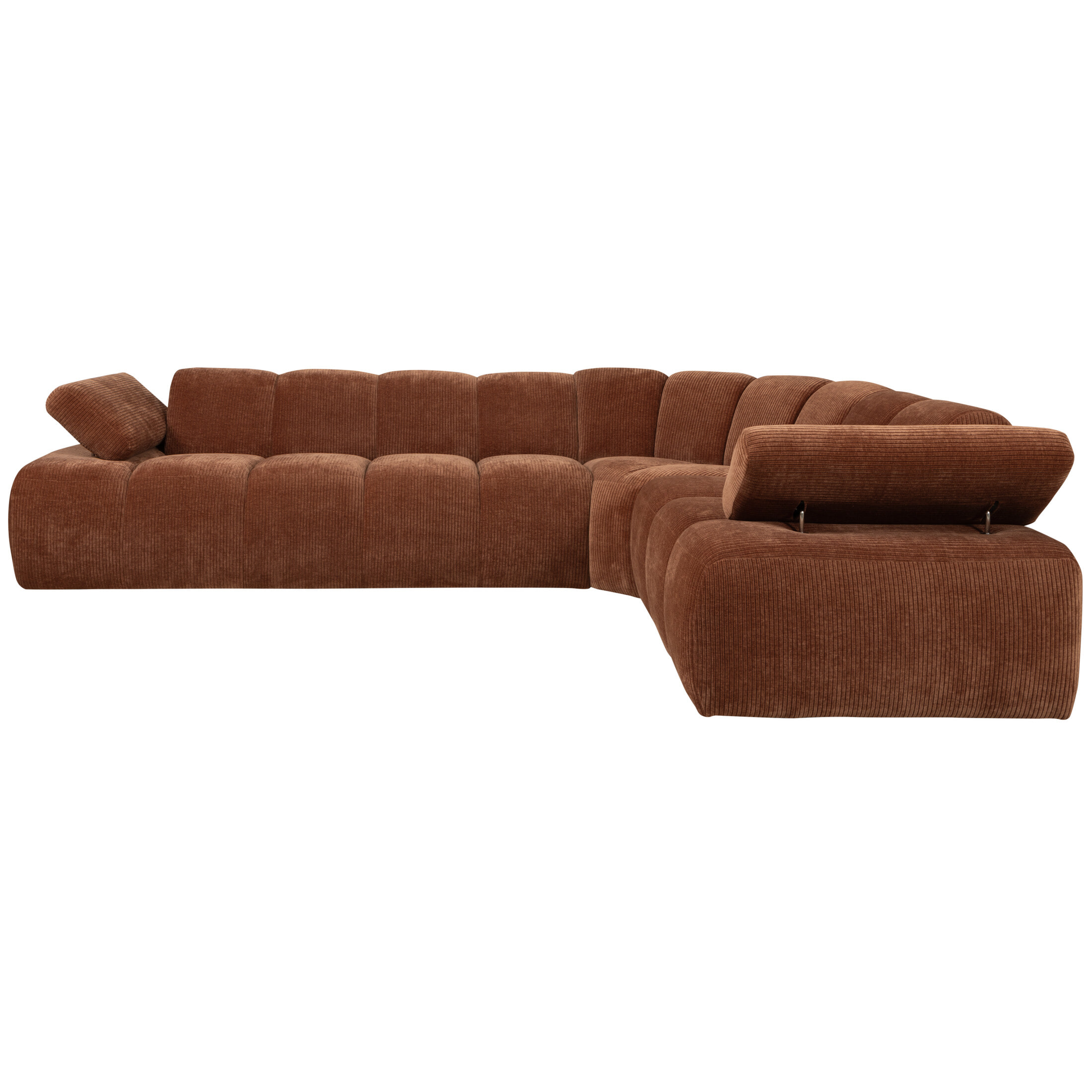 WOOOD Hoekbank 'Mojo' Rechts, 310cm, Geweven Rib, kleur Roestbruin