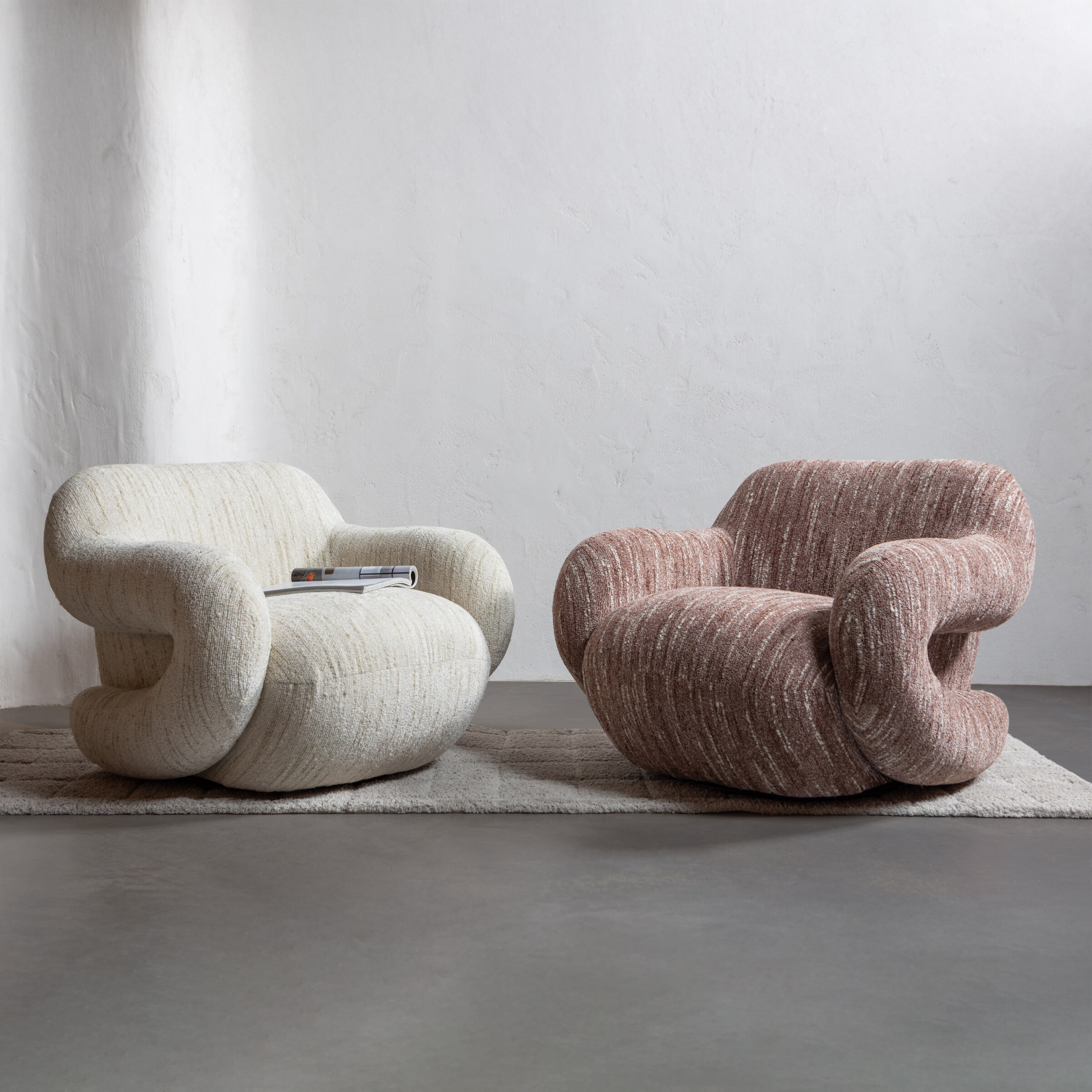 WOOOD Fauteuil 'Folke' Chenille, kleur Naturel Melange