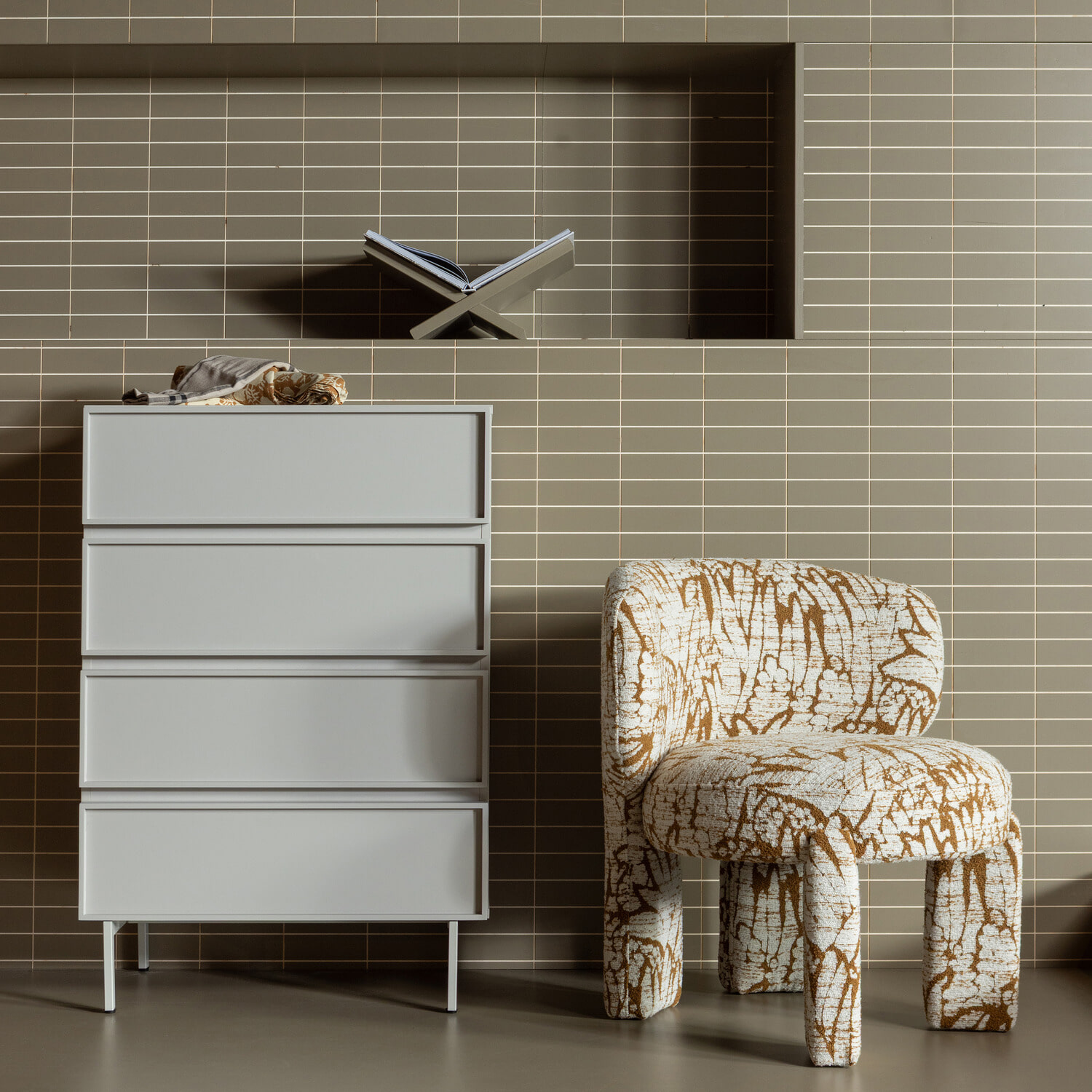 WOOOD Fauteuil 'Upke' Geweven stof, kleur Naturel/Bruin