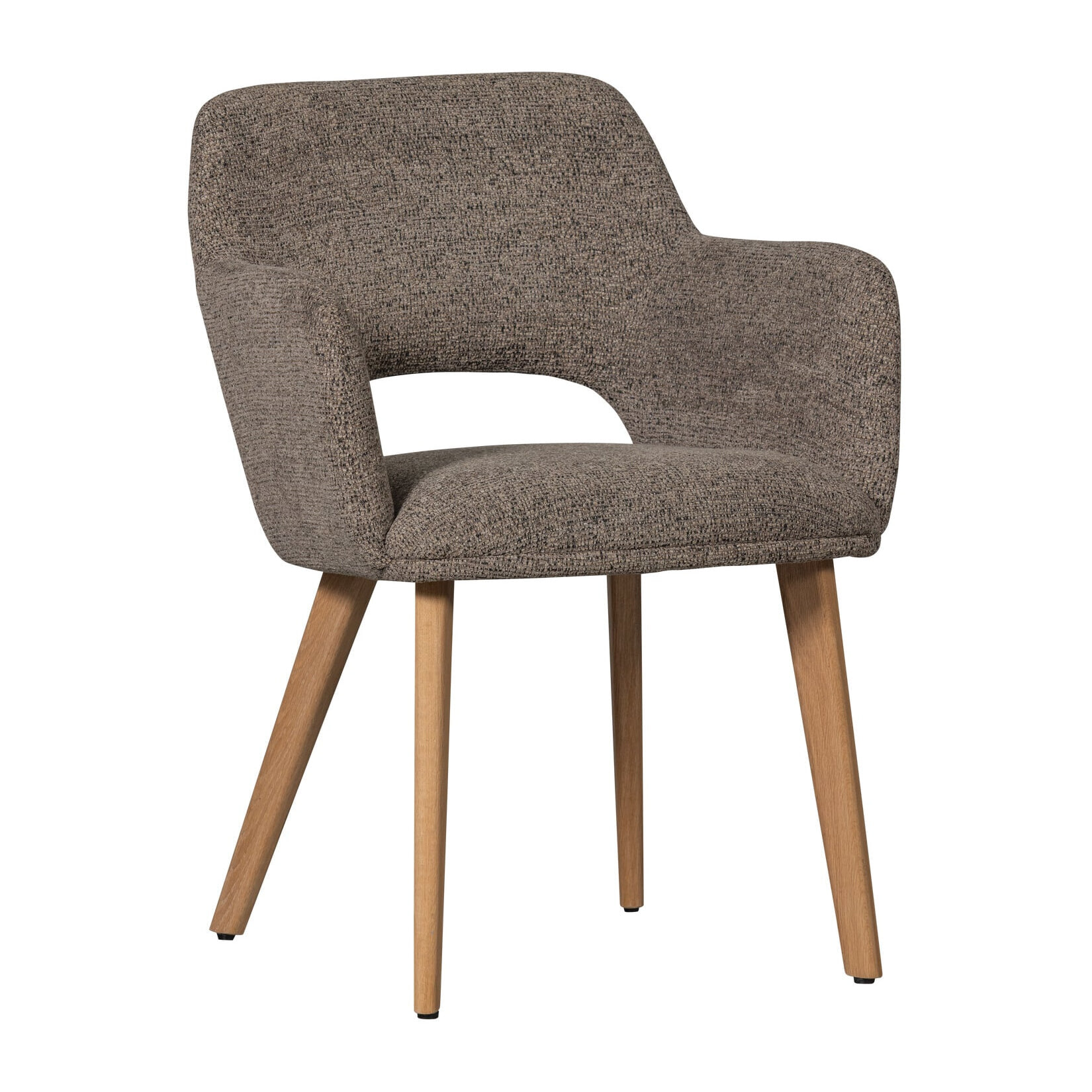 WOOOD Eetkamerstoel 'Murat' Chenille, kleur Taupe/Naturel