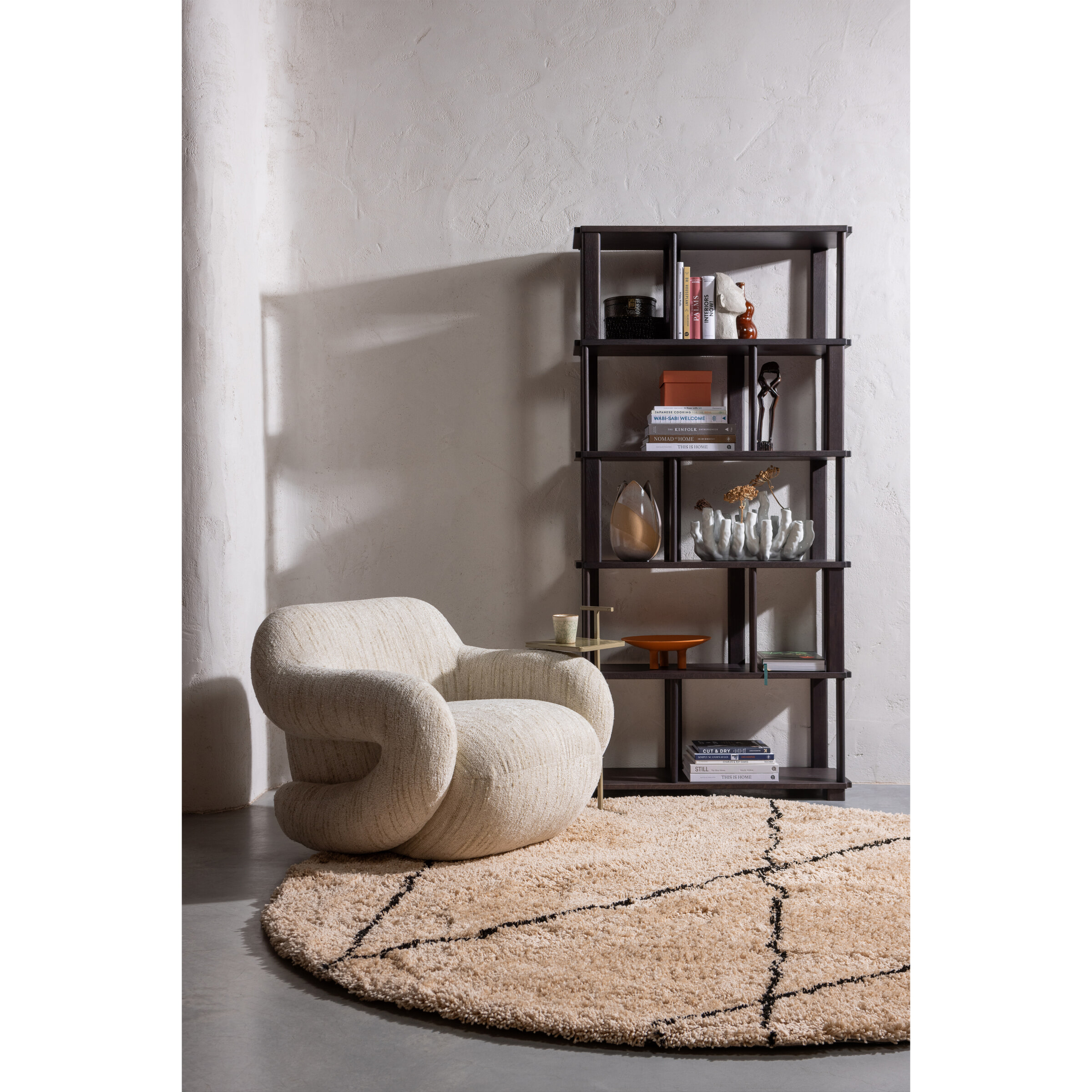WOOOD Fauteuil 'Folke' Chenille, kleur Naturel Melange