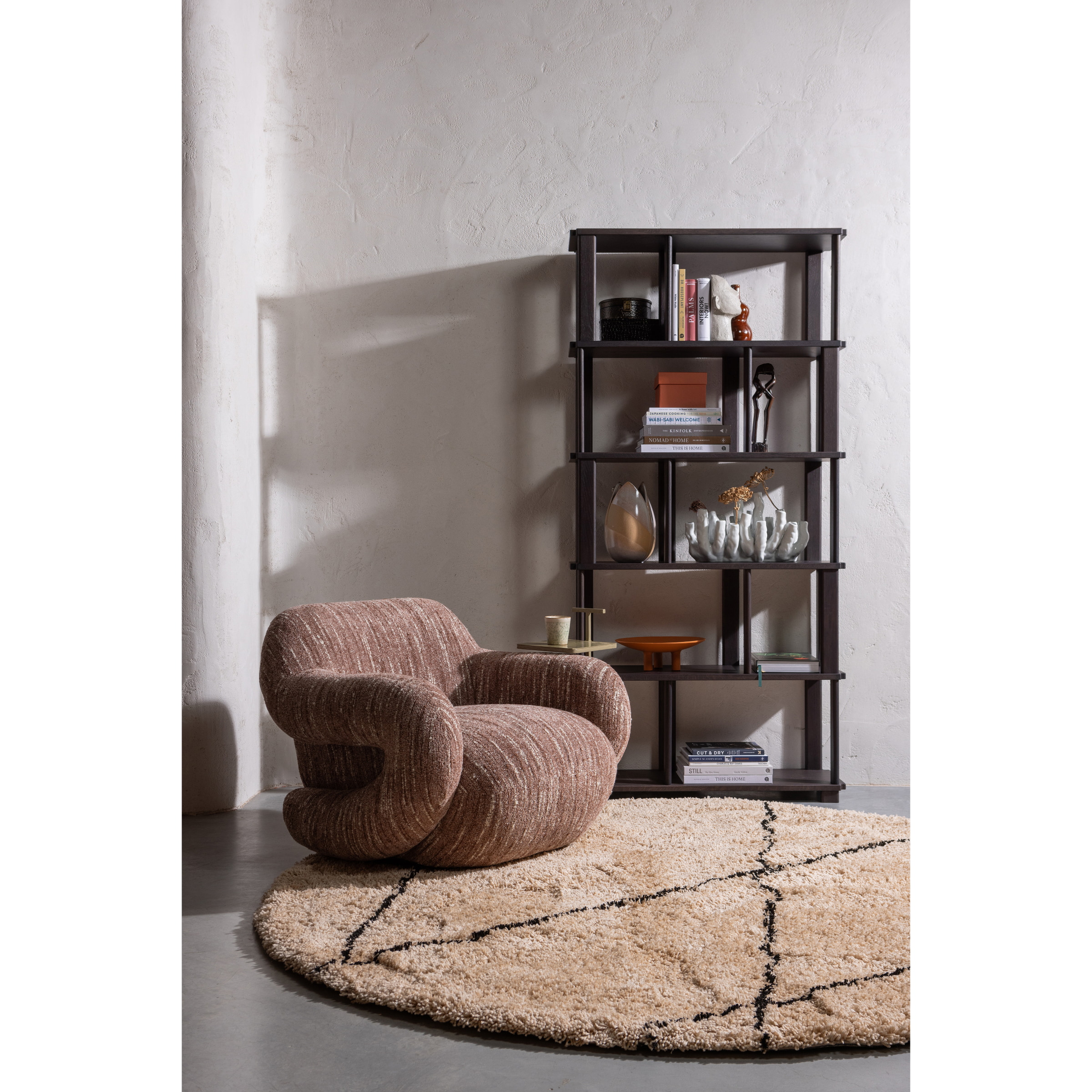 WOOOD Fauteuil 'Folke' Chenille, kleur Oudroze Melange