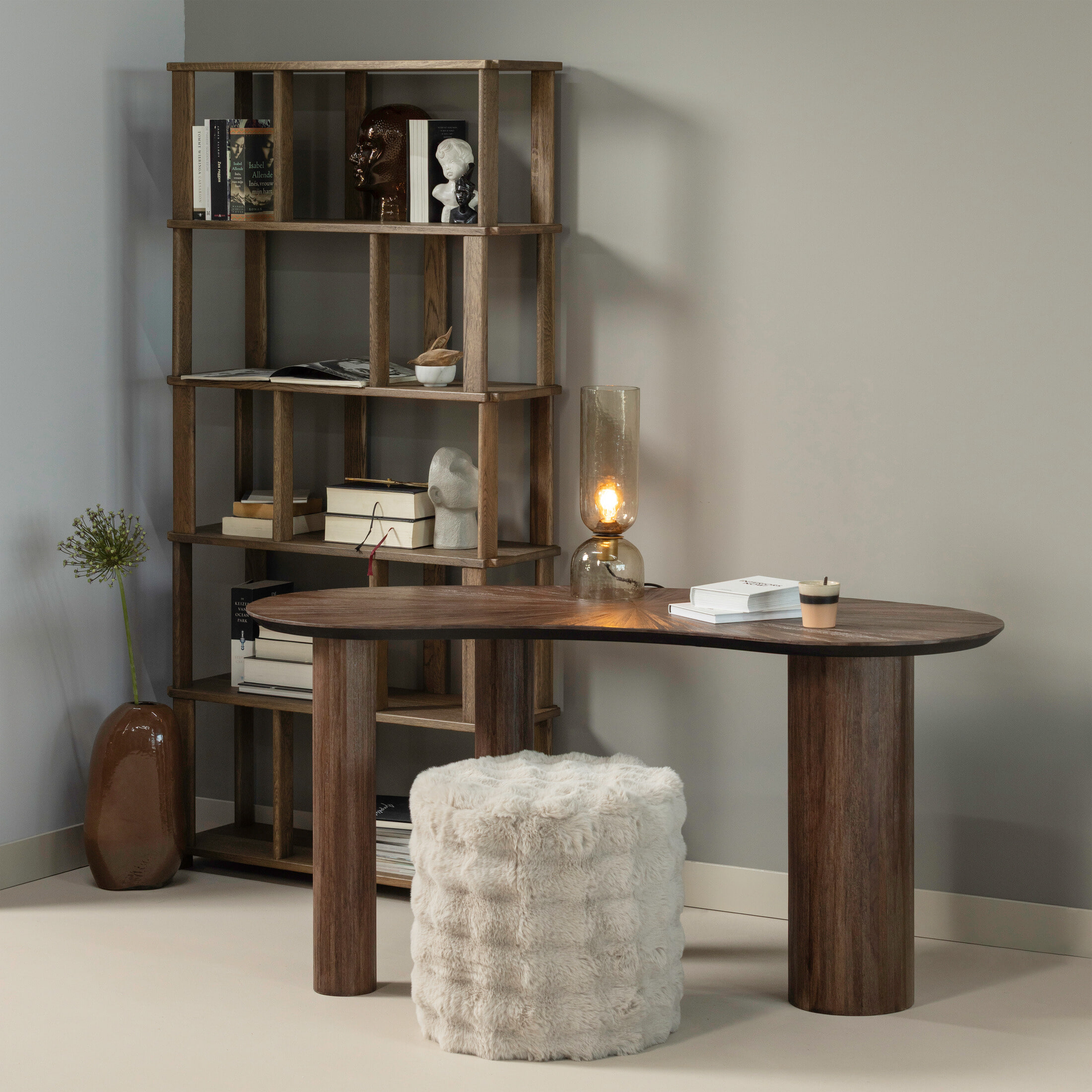 WOOOD Boekenkast 'Riss' Eikenhout, 186 x 90cm, kleur Naturel