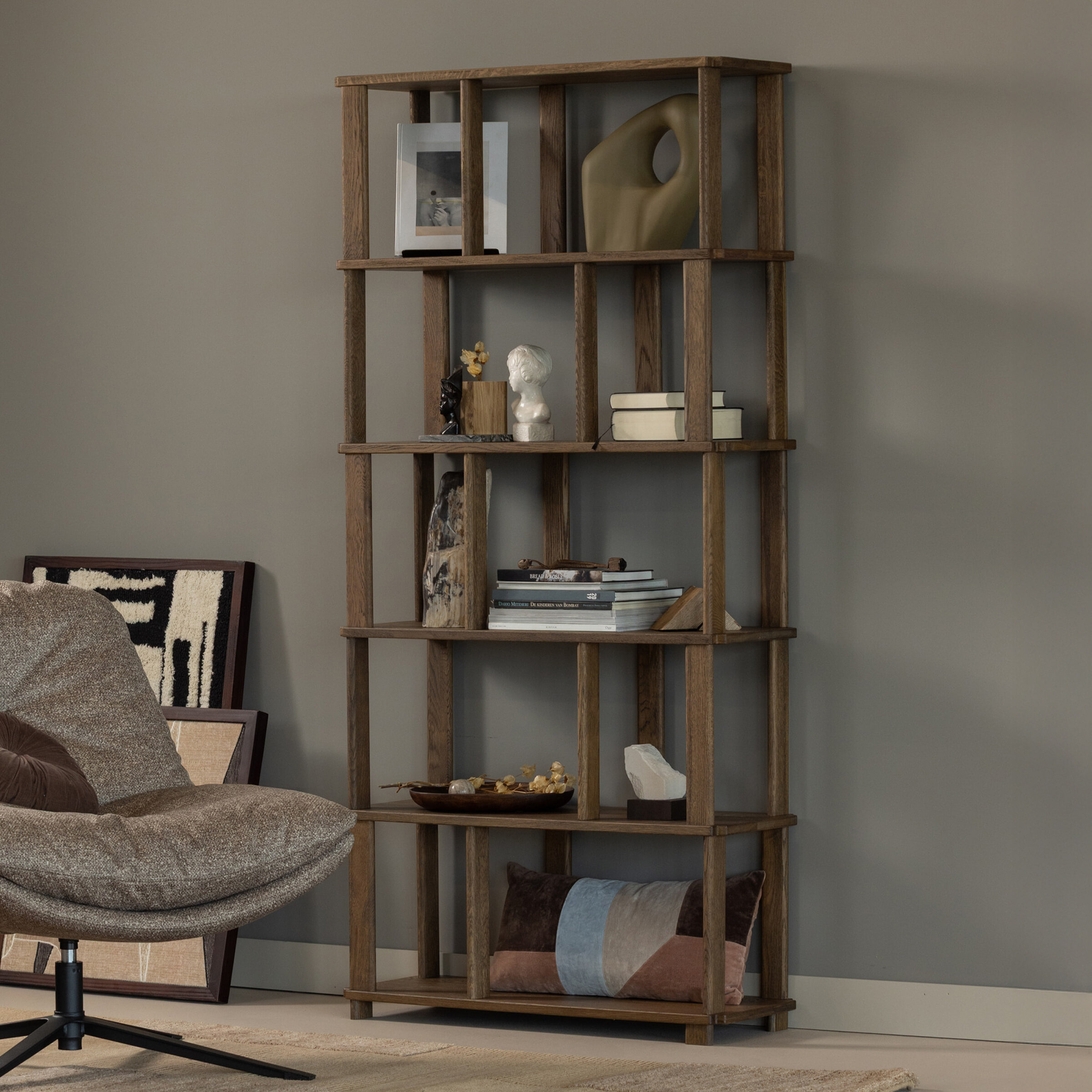WOOOD Boekenkast Riss Eikenhout, 186 x 90cm - Naturel