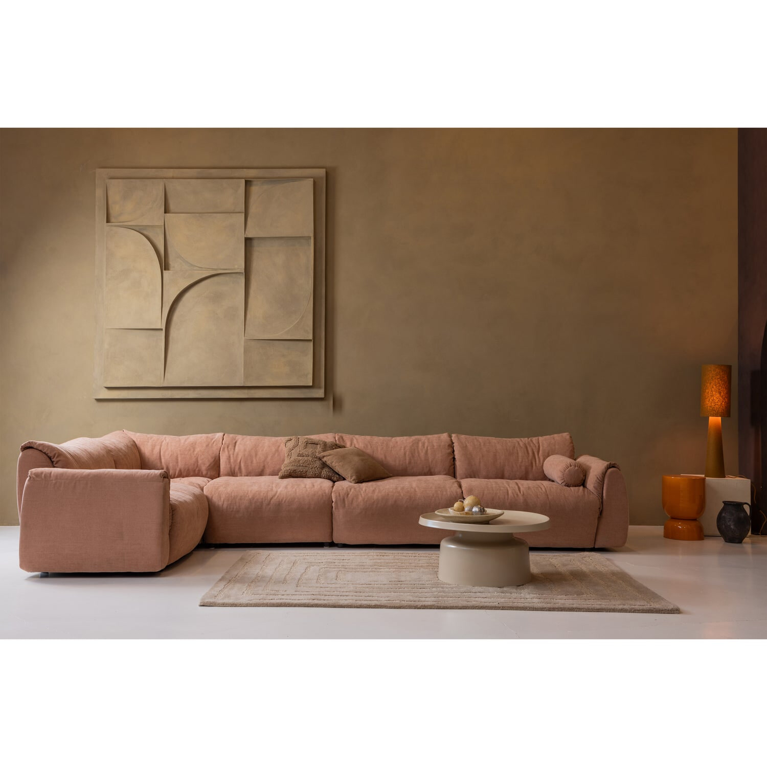 WOOOD Tafellamp / Vloerlamp 'Loft' Bouclé, 90cm, kleur Tapenade