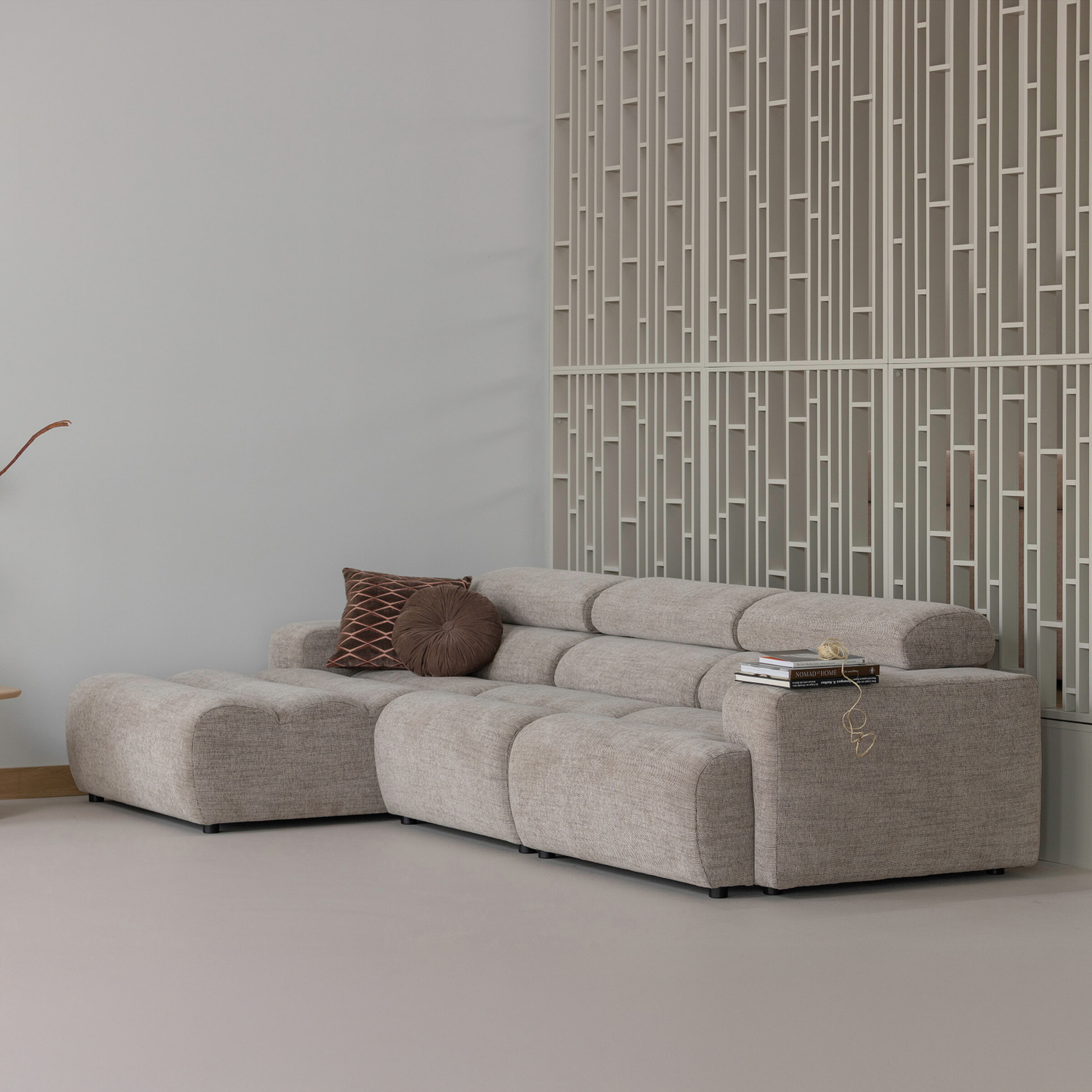 WOOOD Loungebank 'Novi' Geweven melange stof, kleur Naturel