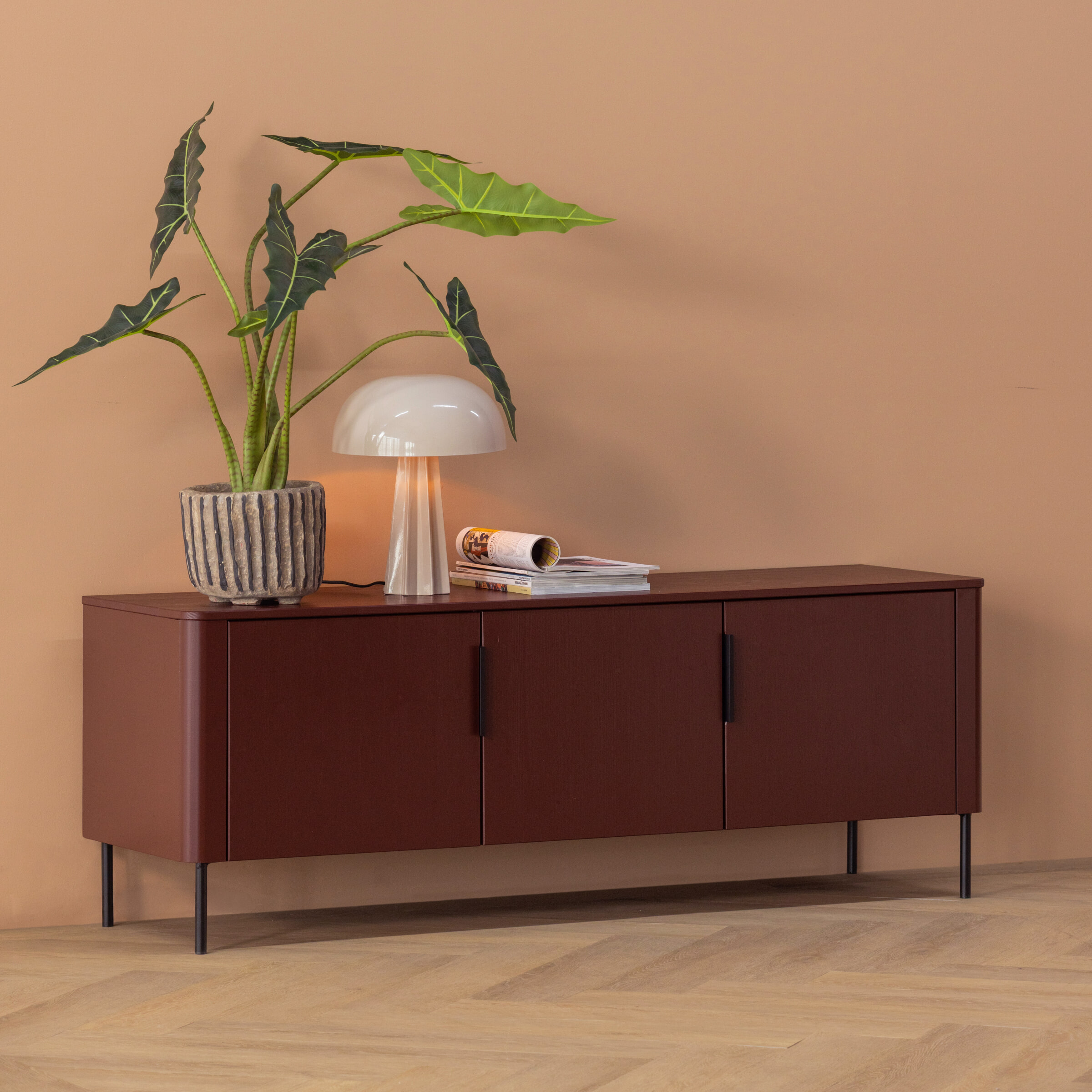 WOOOD TV-meubel Gunnar Grenenhout, 154cm - Bordeaux