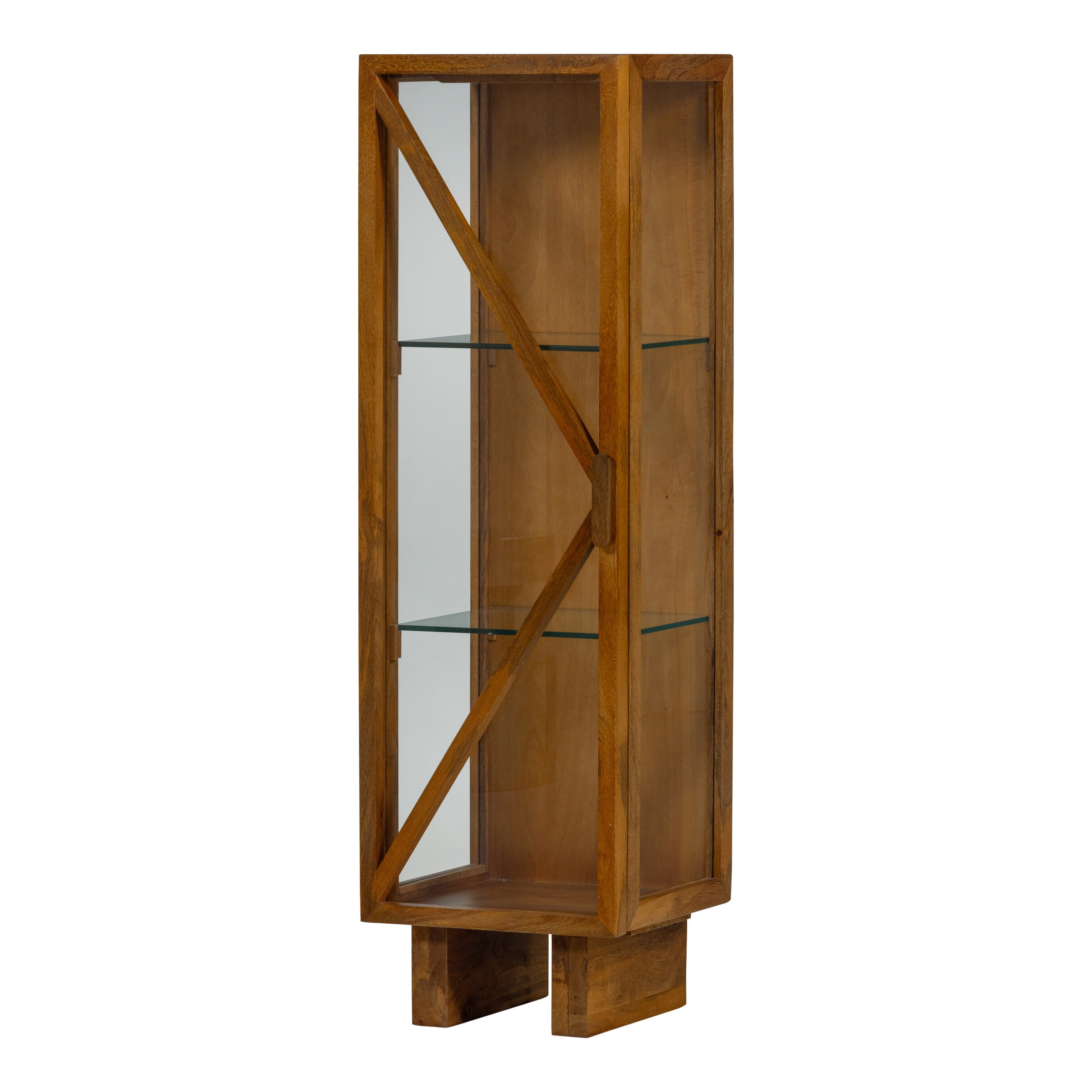 WOOOD Vitrinekast 'Kella' Mangohout en glas, 137 x 40cm
