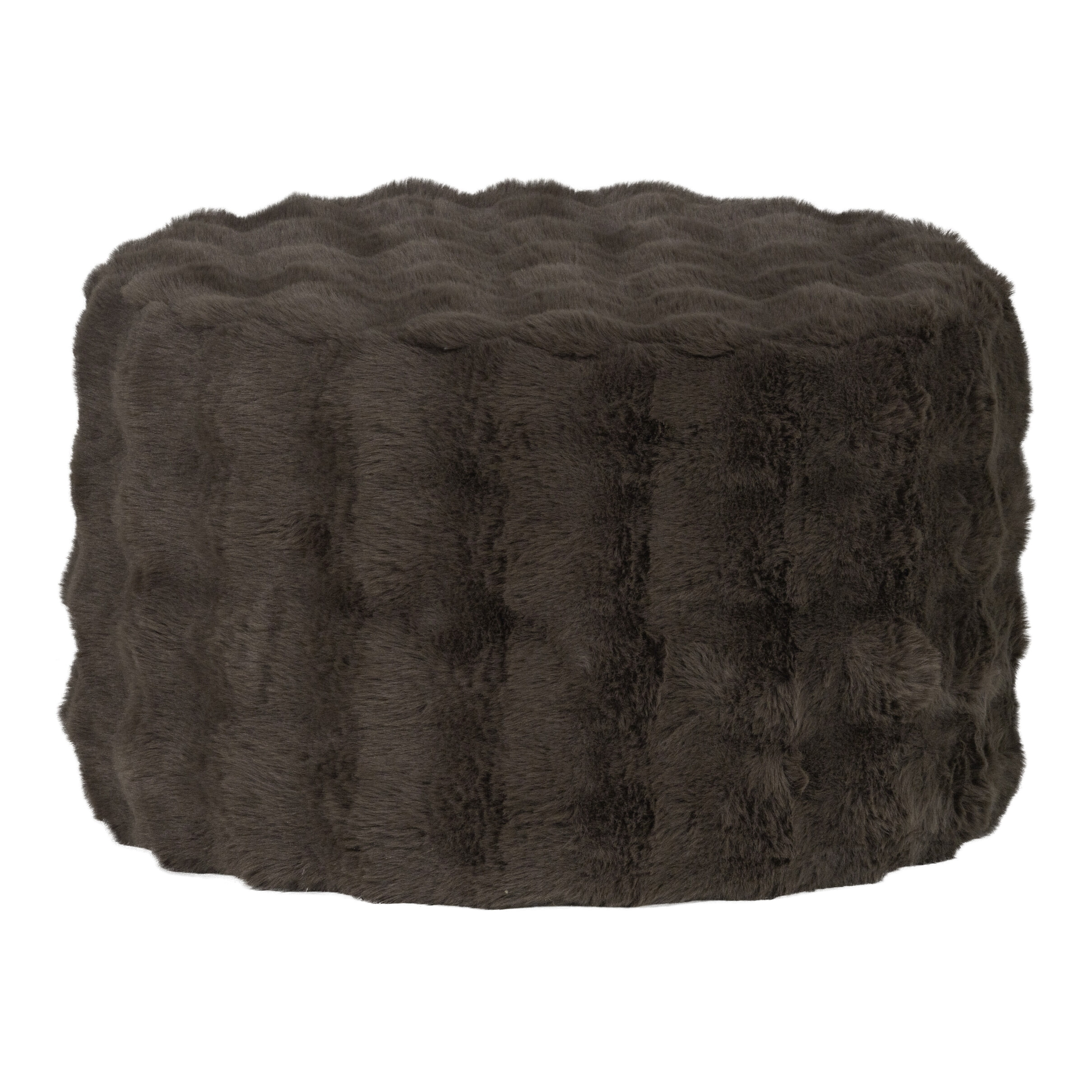 WOOOD Poef Olven Fluffy stof - Bruin