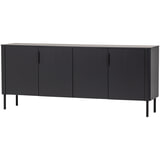 WOOOD Dressoir 'Gunnar' Grenenhout, 200cm, kleur Mat Zwart