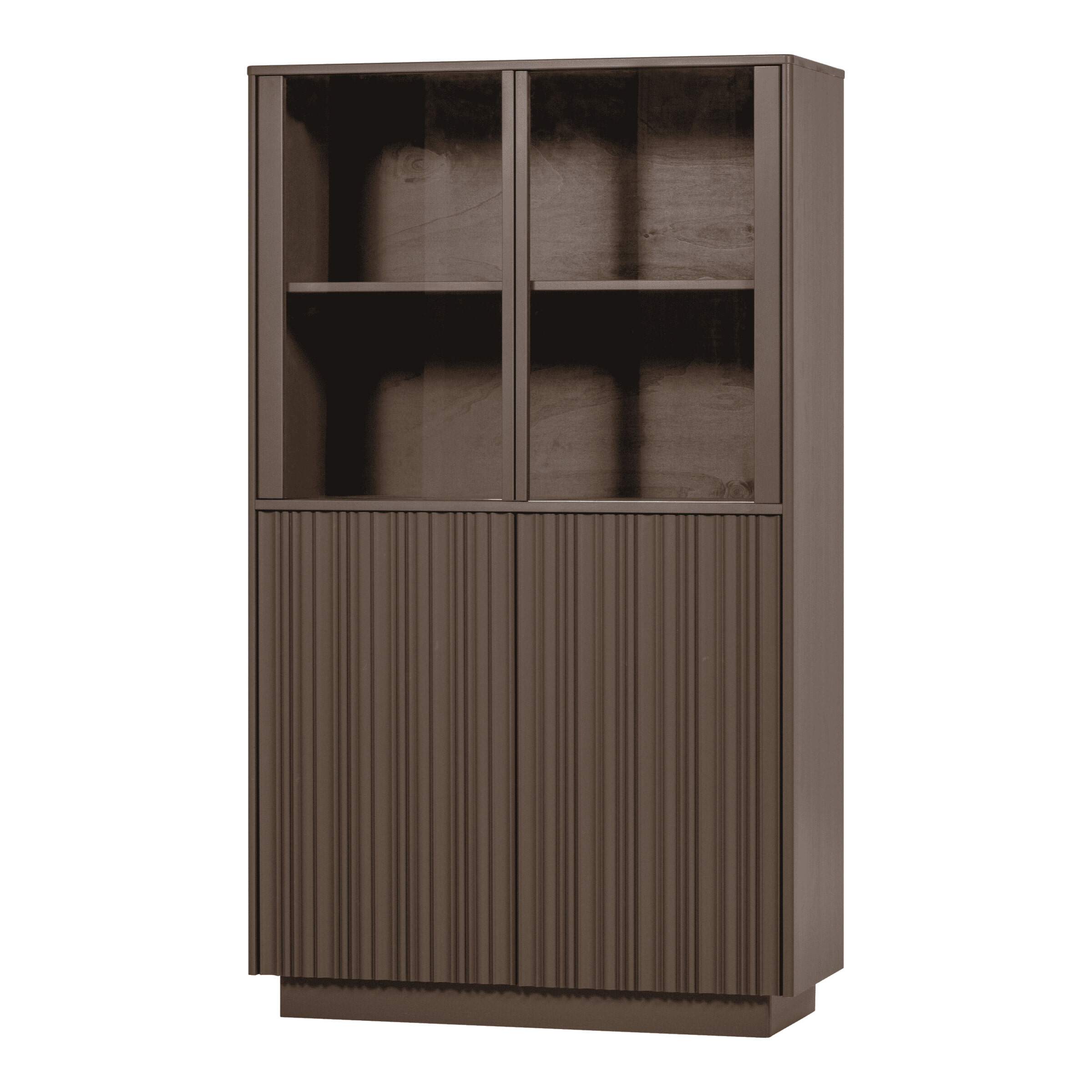 WOOOD Vitrinekast 'Nova' Grenenhout, 172 x 102cm, kleur Truffel Bruin