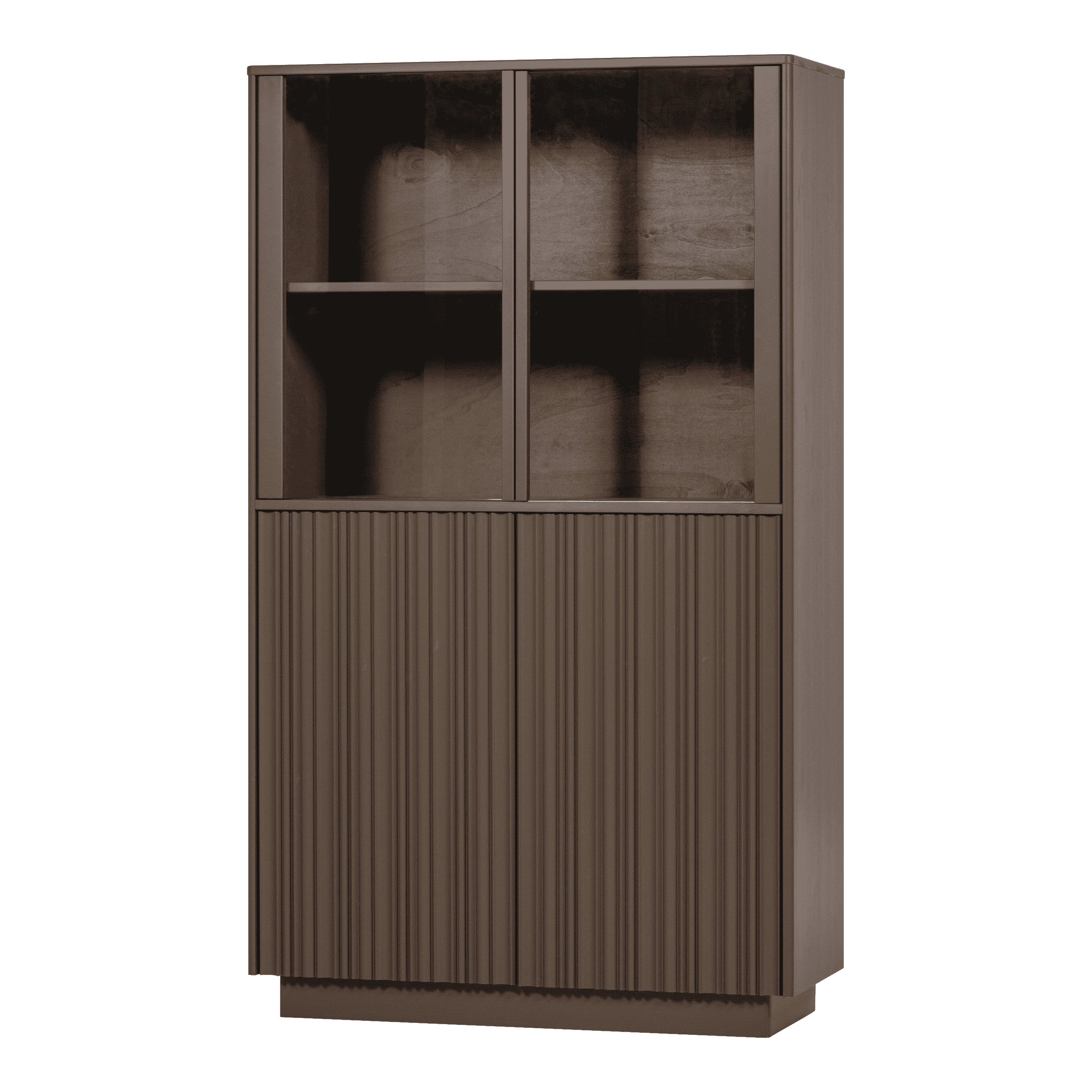 WOOOD Vitrinekast 'Nova' Grenenhout, 172 x 102cm, kleur Truffel Bruin