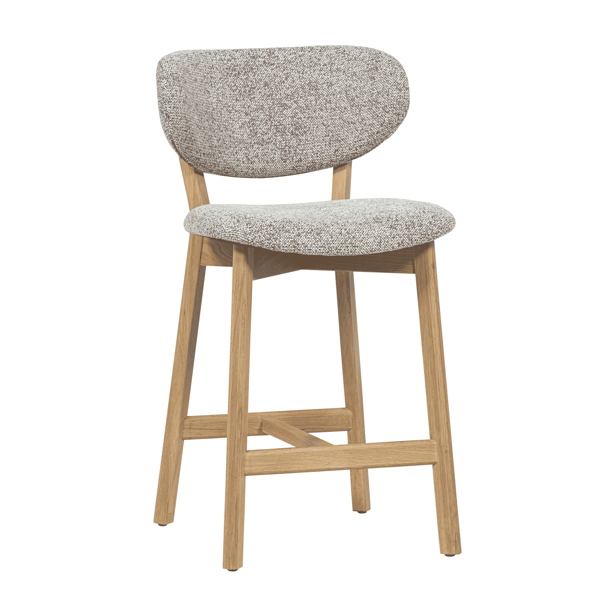 WOOOD Barkruk 'Udar' Geweven melange stof en eikenhout (zithoogte 65cm)