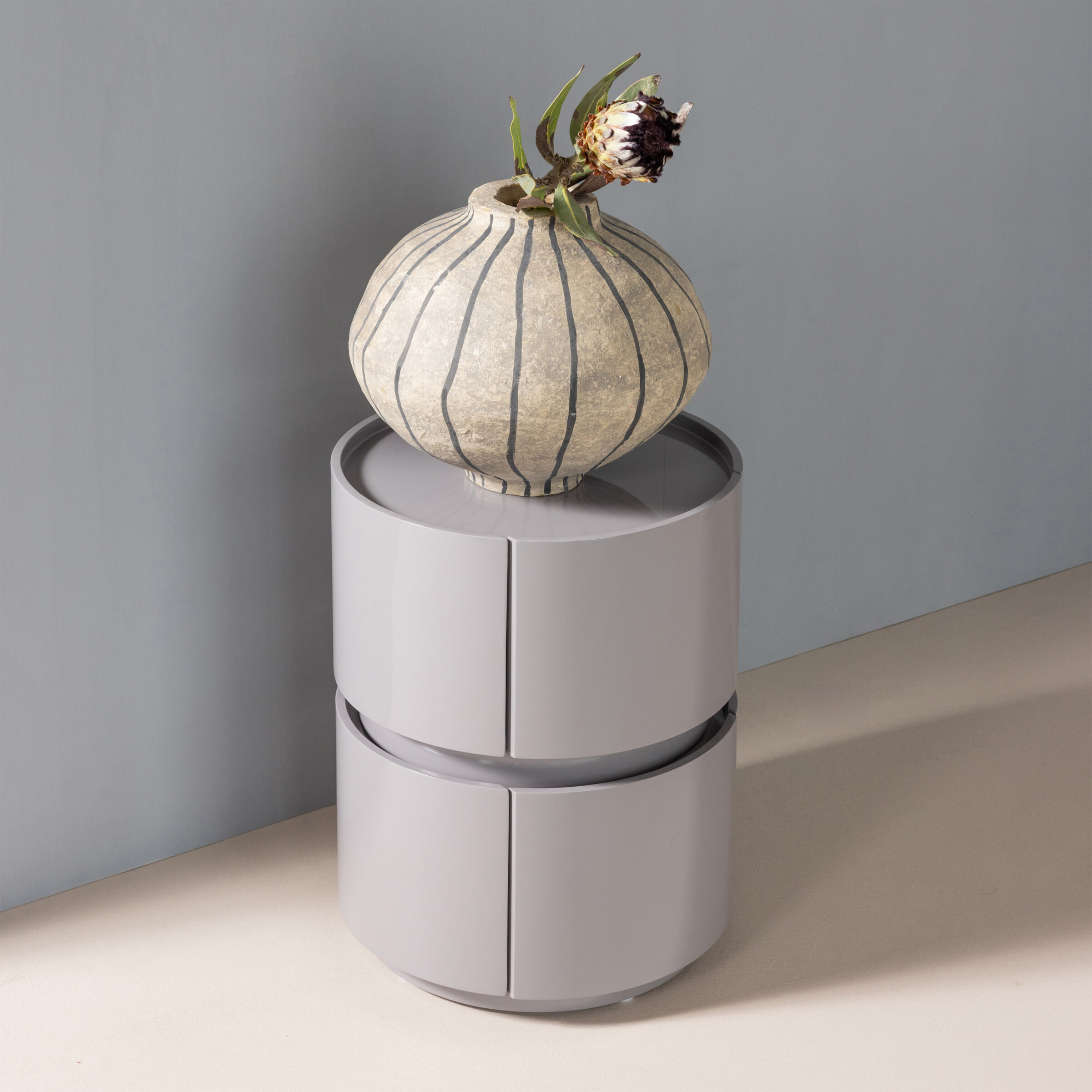 WOOOD Nachtkastje 'Lunex' Met 2 laden, kleur Lichtgrijs