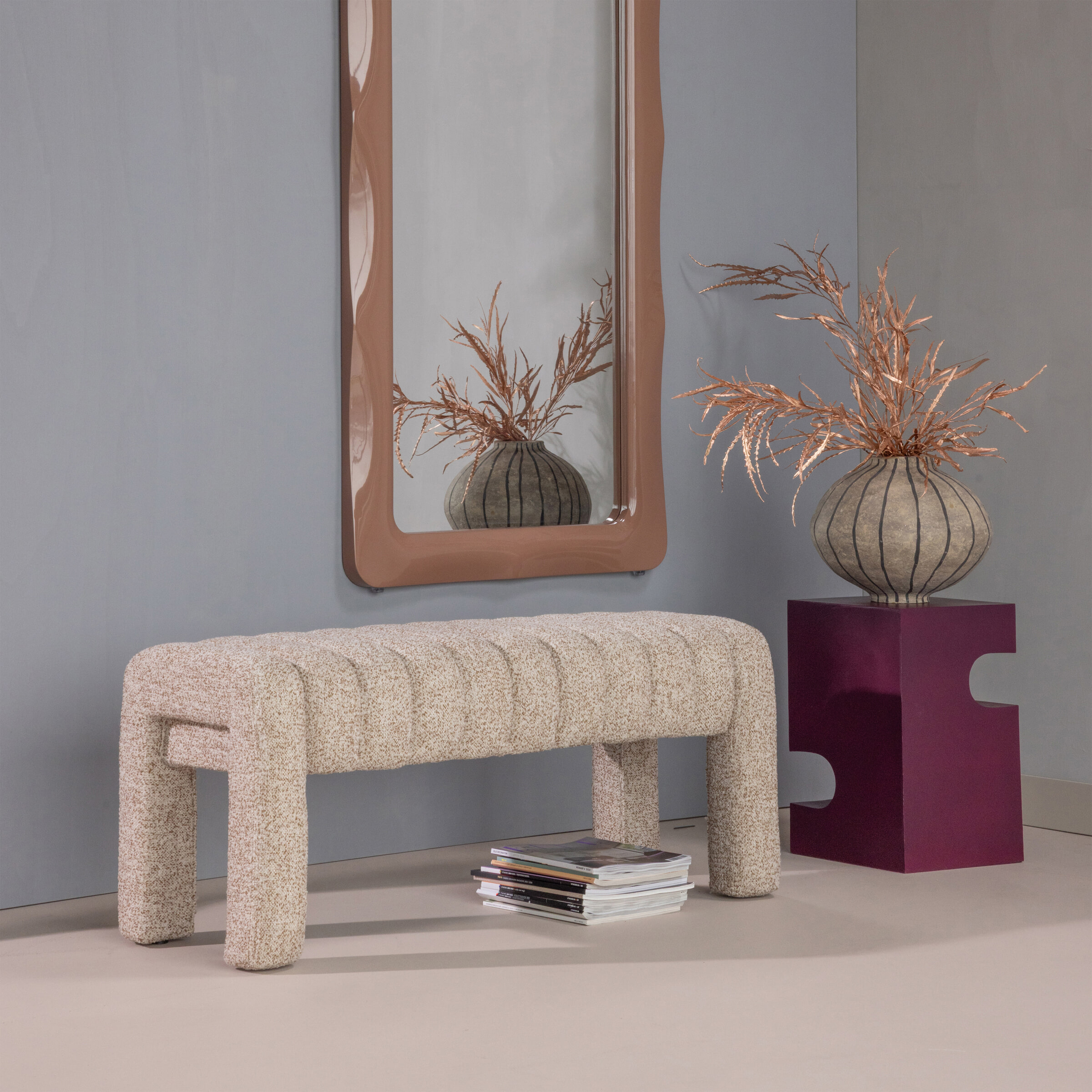 WOOOD Bankje 'Frex' Bouclé, 110cm