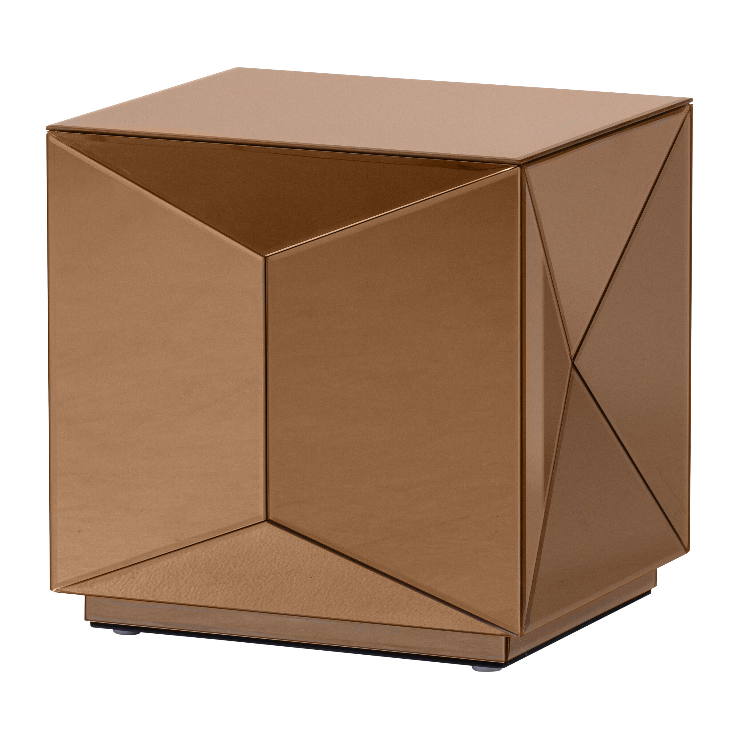 WOOOD Bijzettafel Glintz MDF en spiegelglas, 40 x 40cm - Bruin - Vierkant