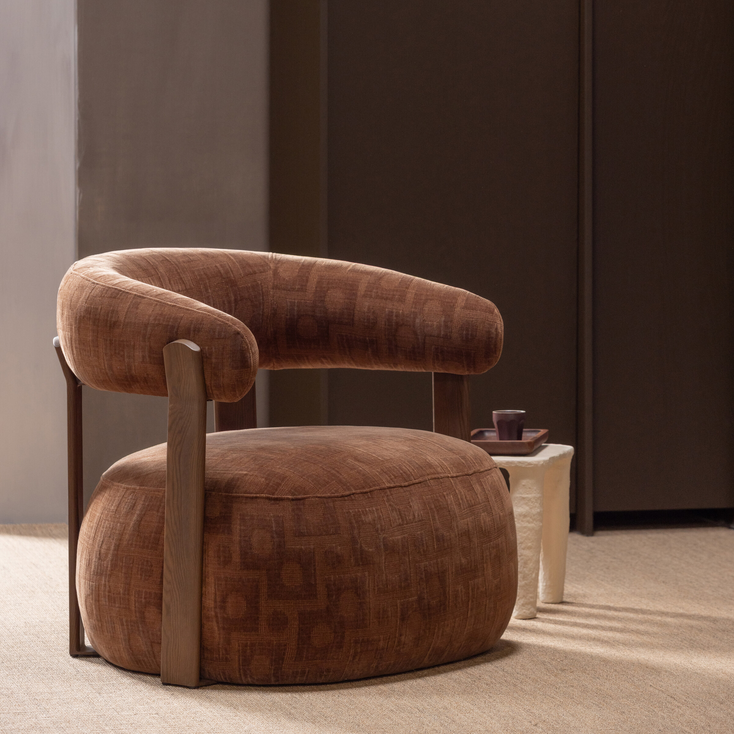 WOOOD Fauteuil 'Foon' 3D structuurstof en hout