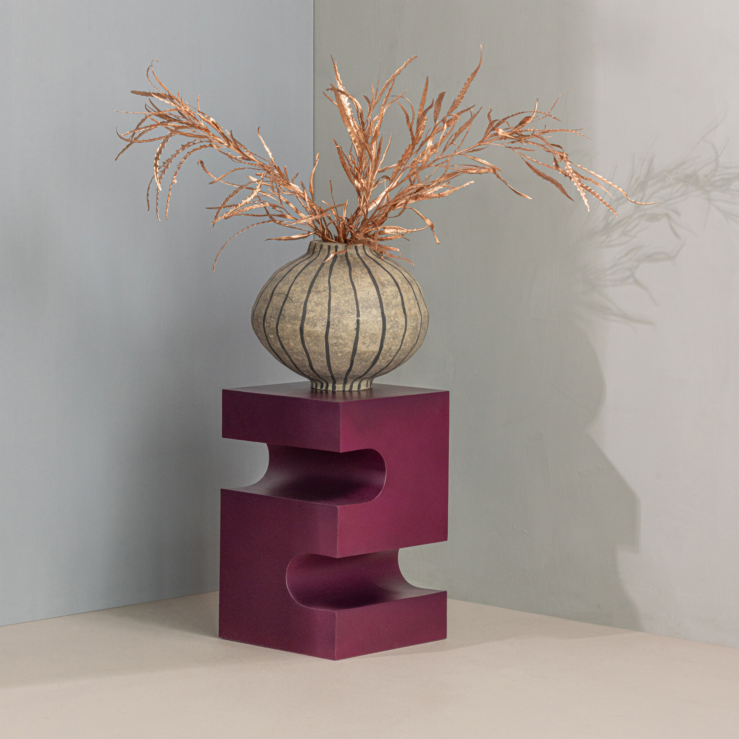 WOOOD Bijzettafel 'Jessa' 30 x 30cm, kleur Paars/Bruin