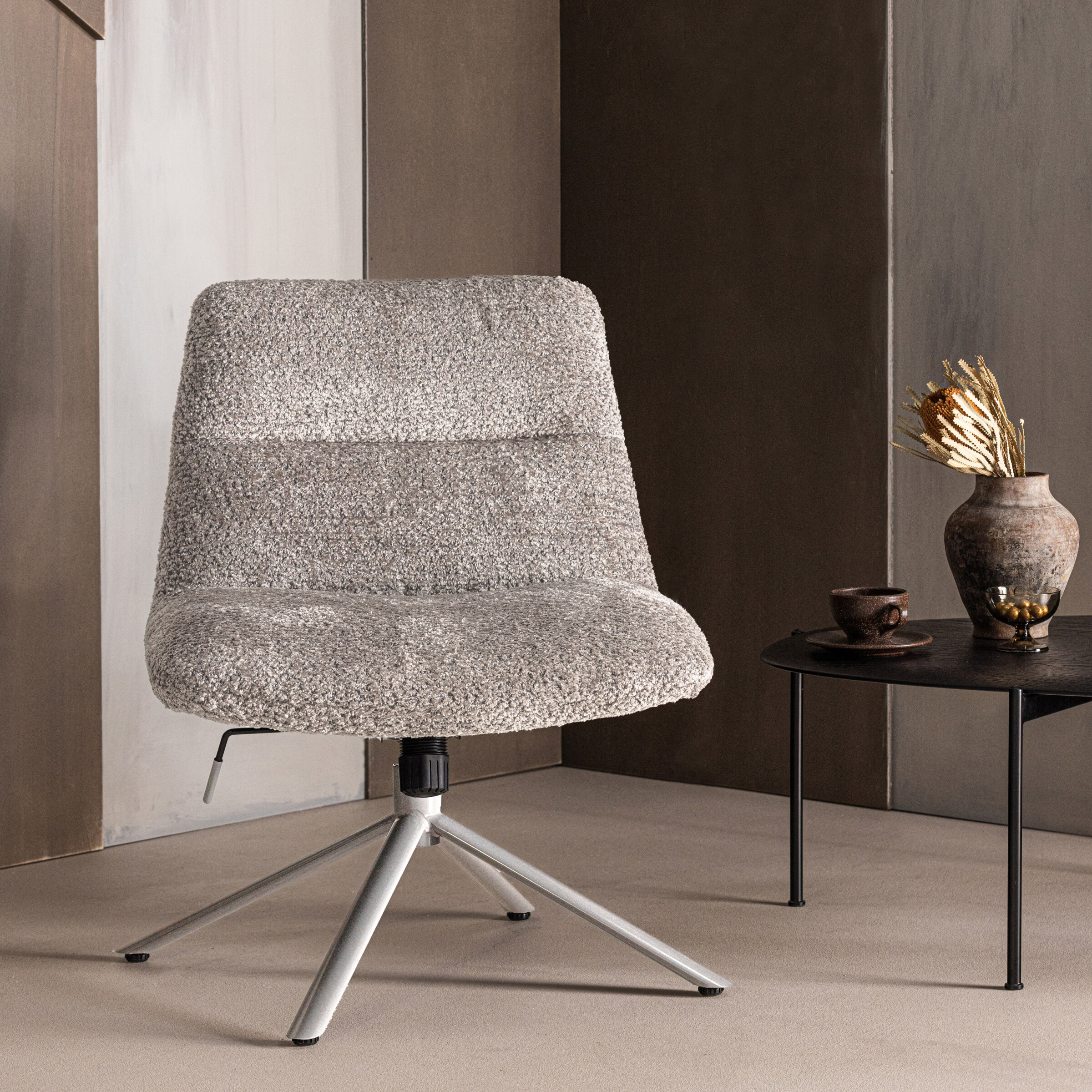 WOOOD Verstelbare Draaifauteuil 'Soren' Wollige stof