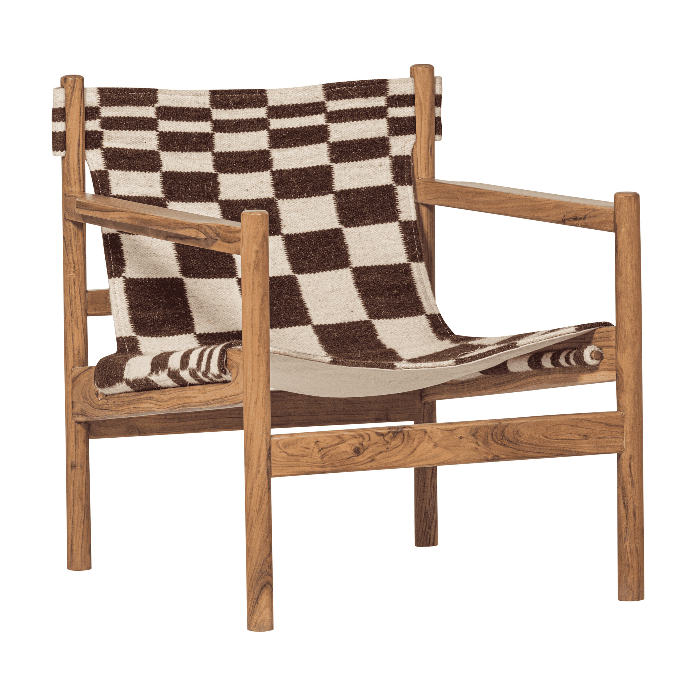 WOOOD Fauteuil 'Zano' Kelim stof en acaciahout