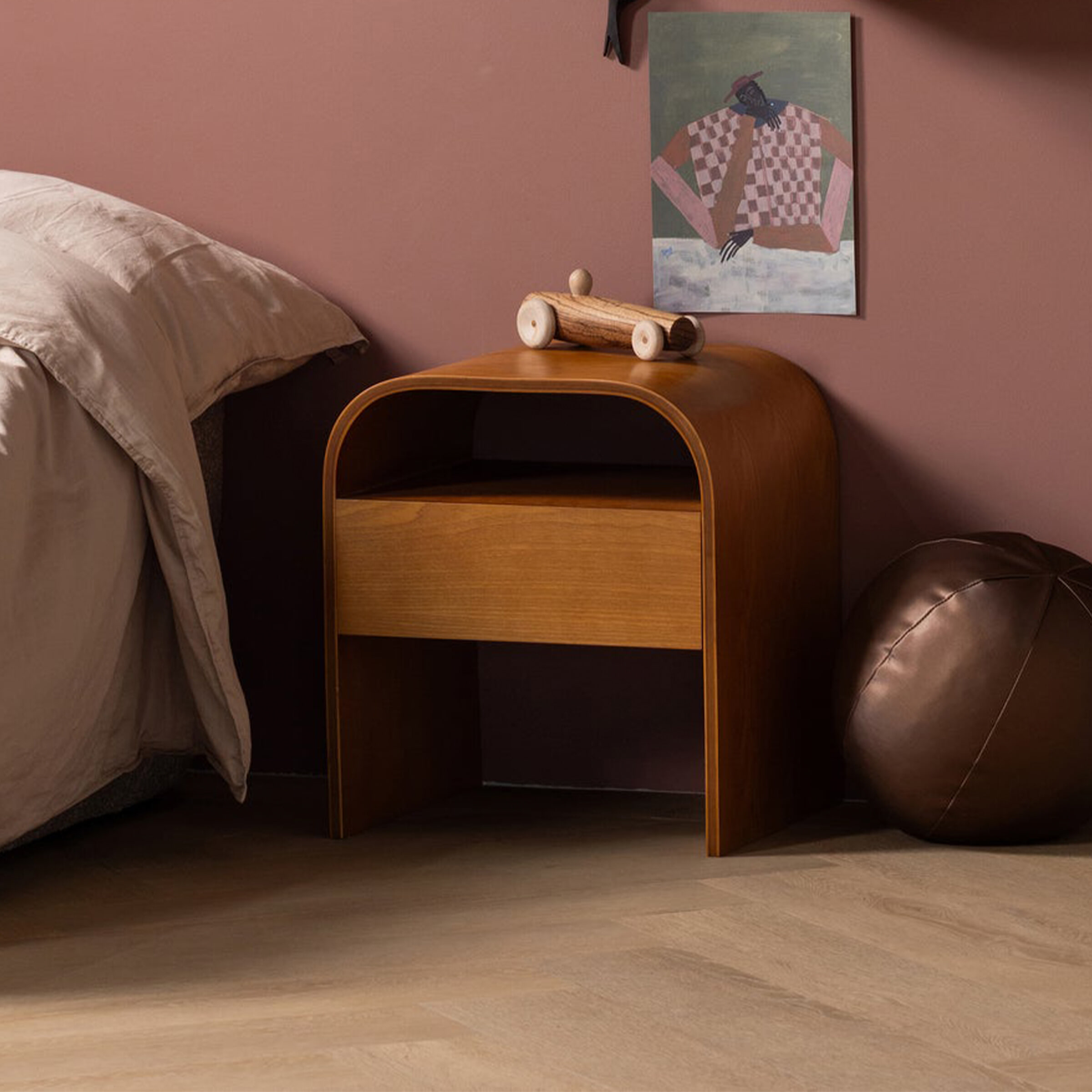 WOOOD Nachtkastje/Bijzettafel 'Momo' Met 1 lade, kleur Bruin