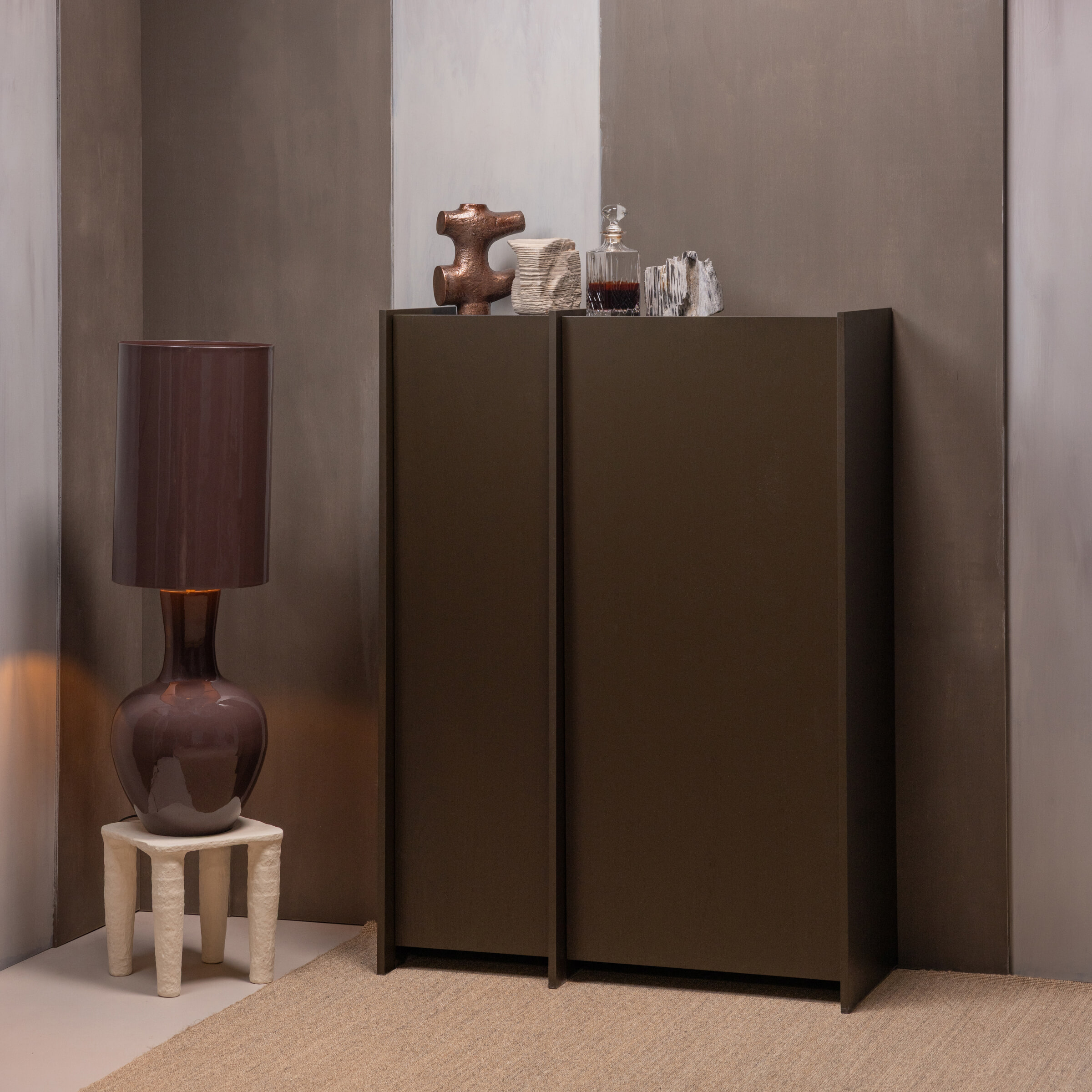 WOOOD Opbergkast 'Brock' Essenfineer, 140 x 102cm, kleur Middenbruin