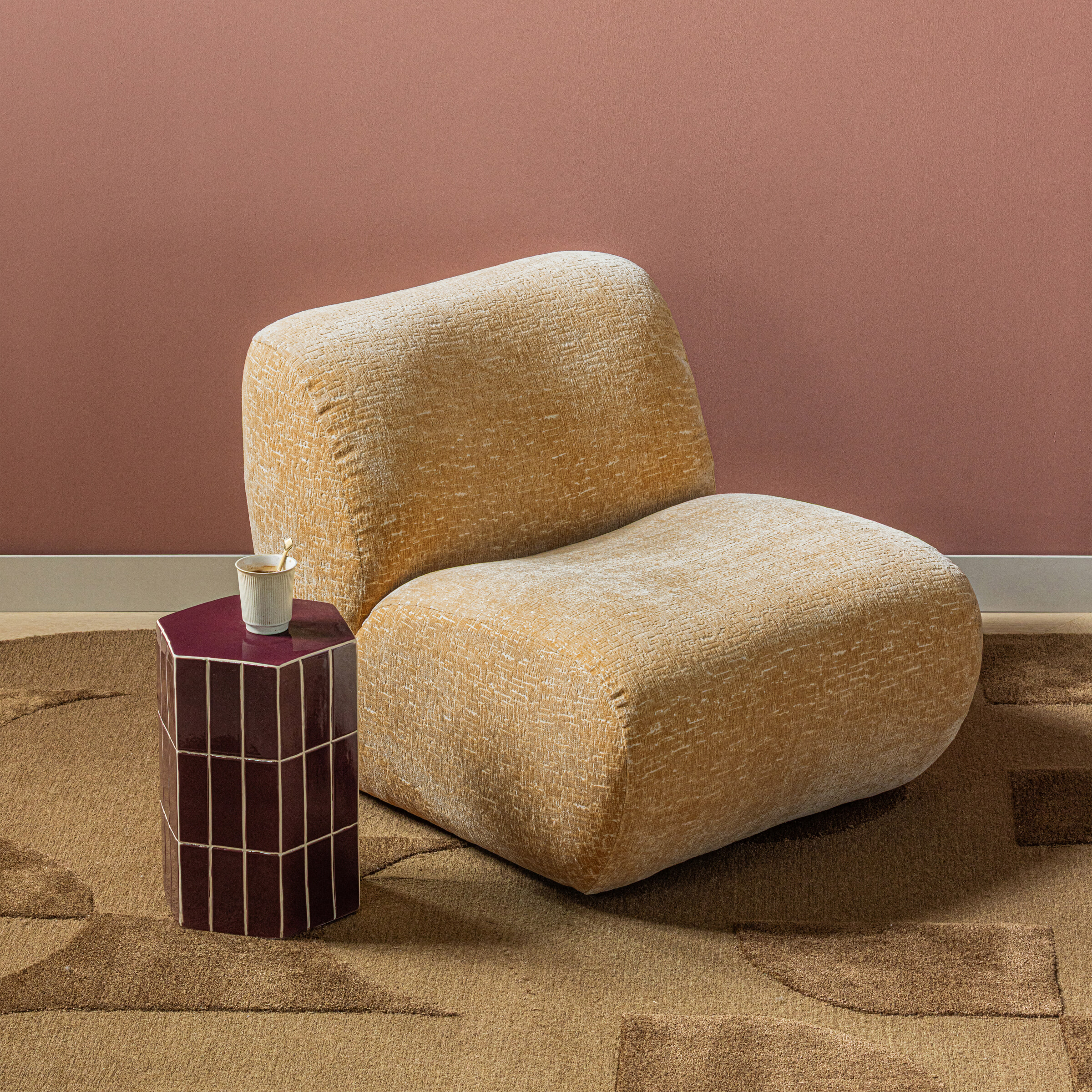 WOOOD Bijzettafel 'Plu' Keramiek, 30 x 26cm, kleur Paars