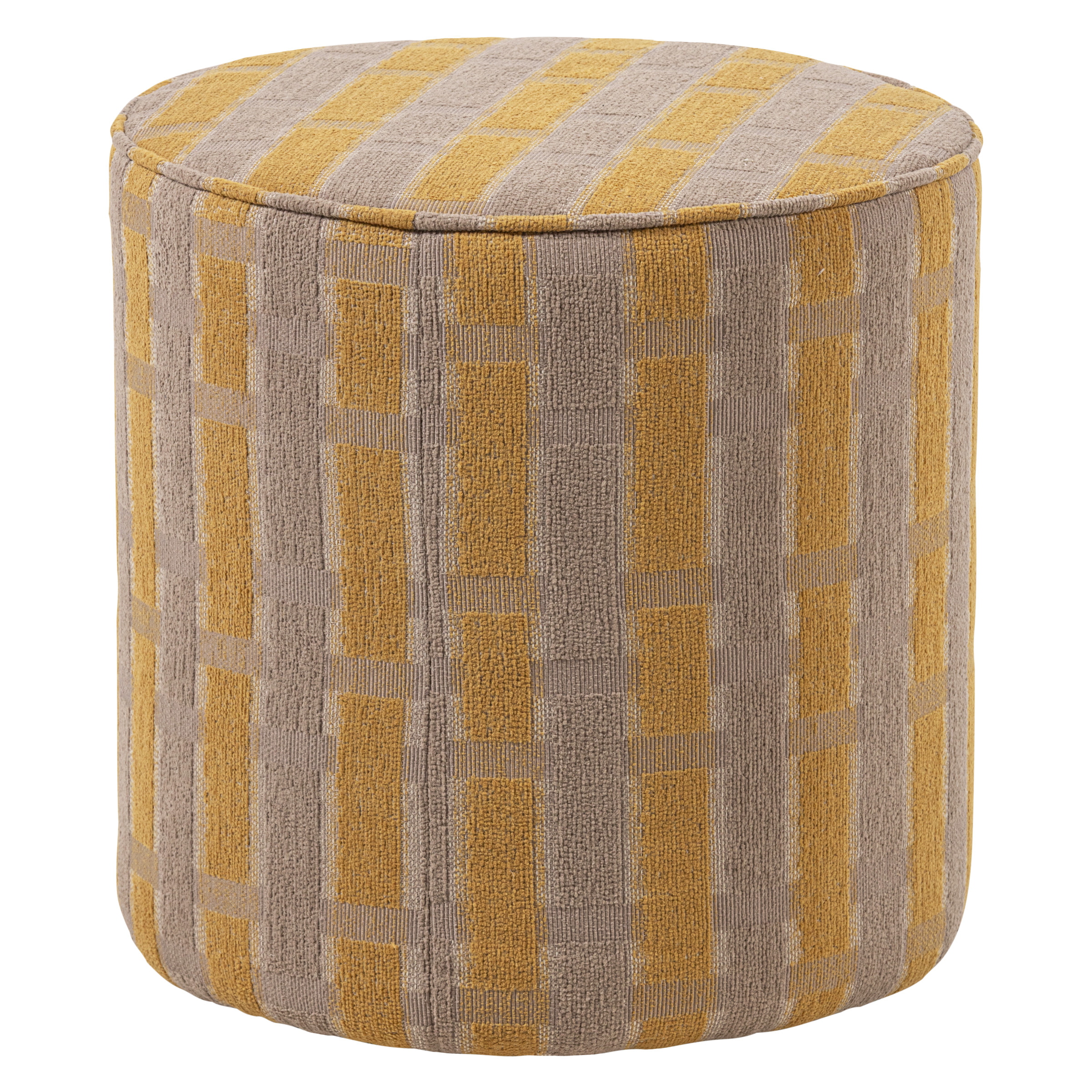 WOOOD Poef Sarli 46cm hoog, Chenille - Taupe/Geel