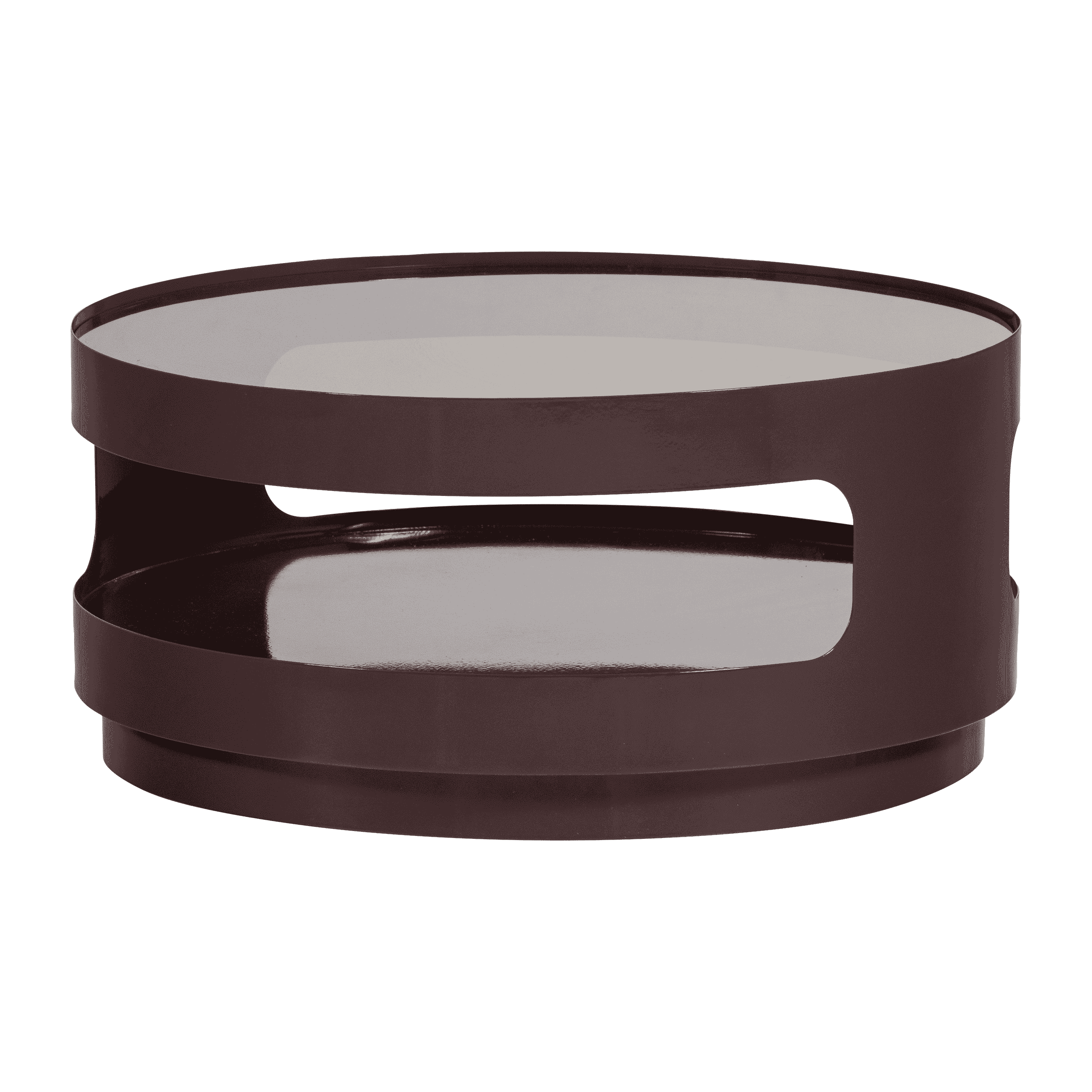 WOOOD Ronde Salontafel Sero 70cm met glasplaat - Bruin