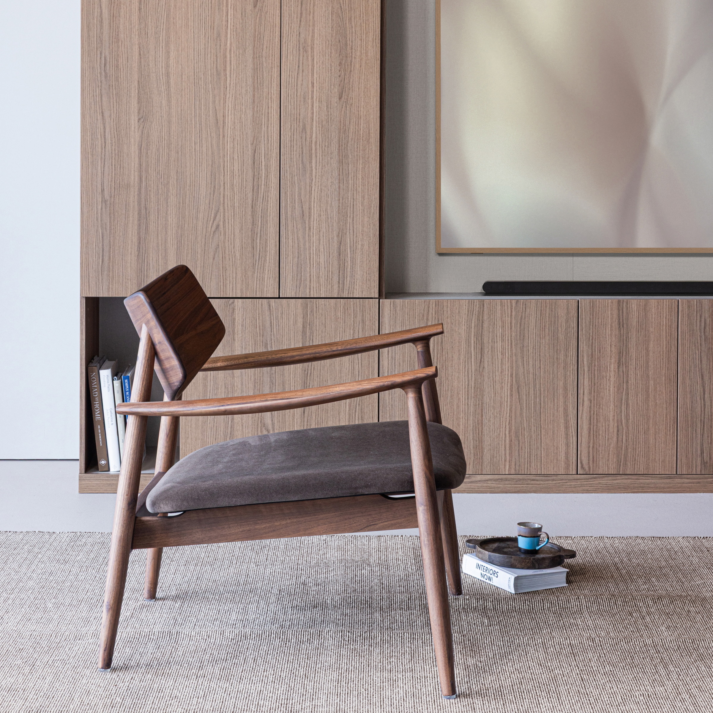WOOOD Fauteuil Bask Walnoot & Velvet - Bruin