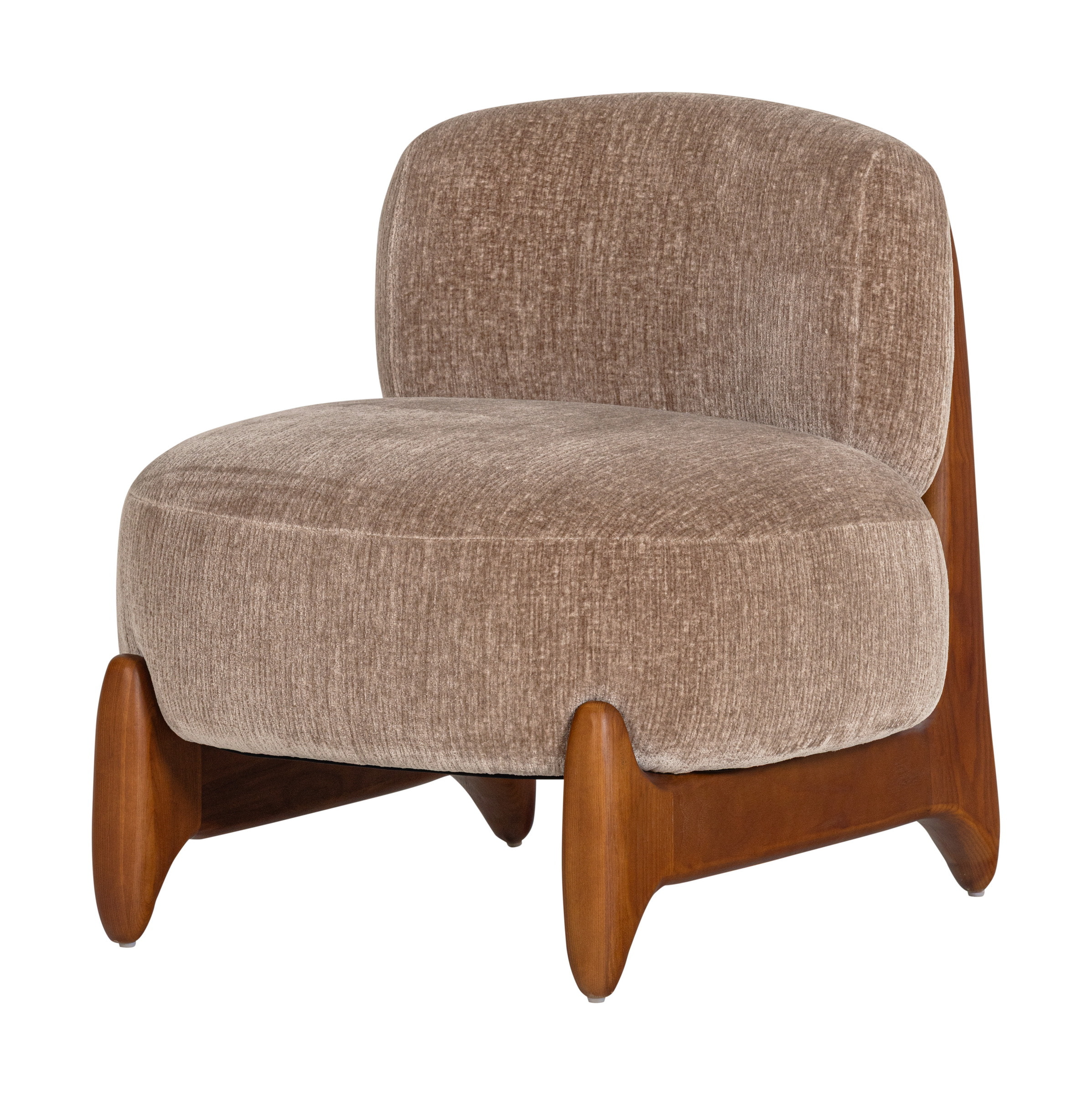 WOOOD Fauteuil Runi Velvet & Eiken - Zand