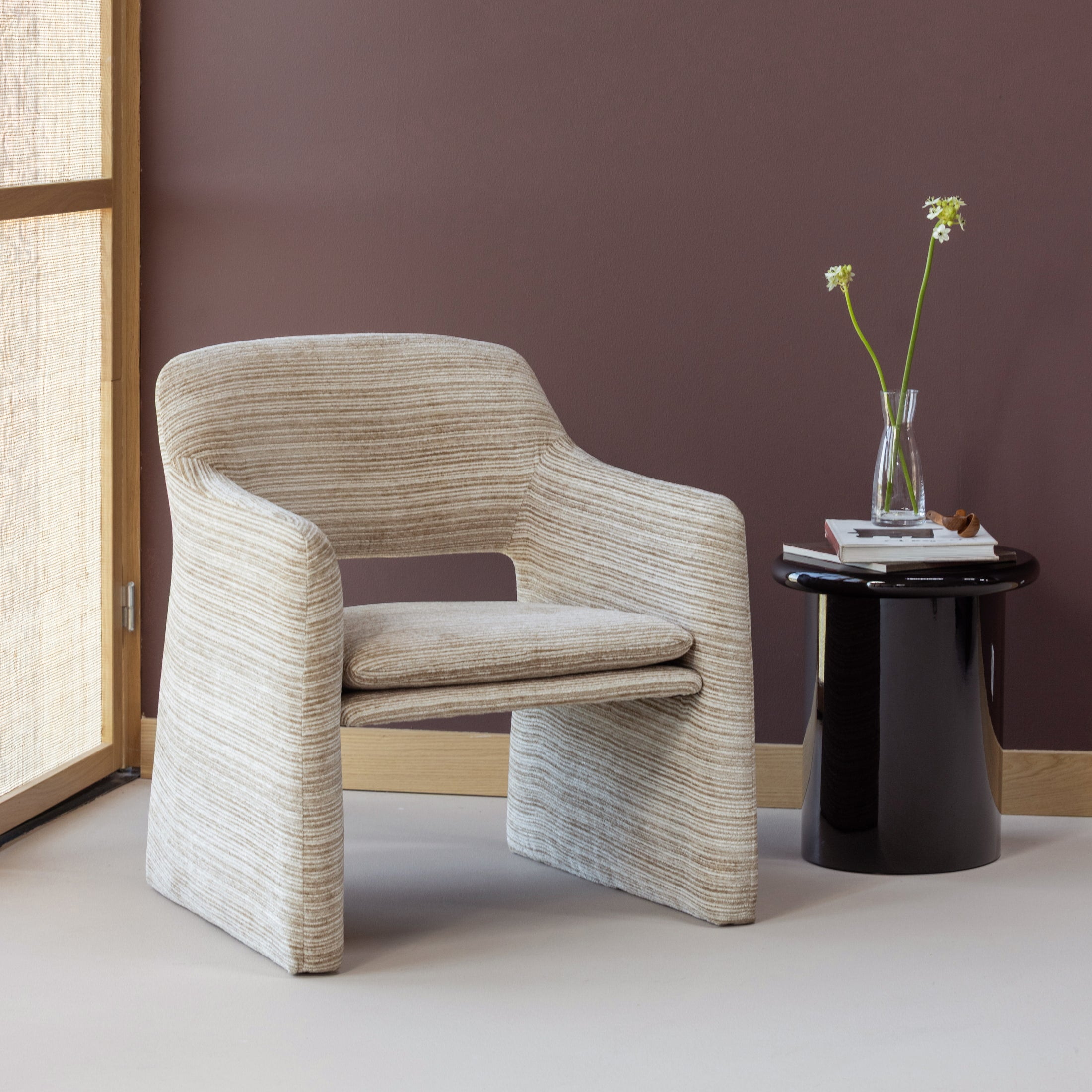 WOOOD Fauteuil Lyric Streep dessin stof - Naturel