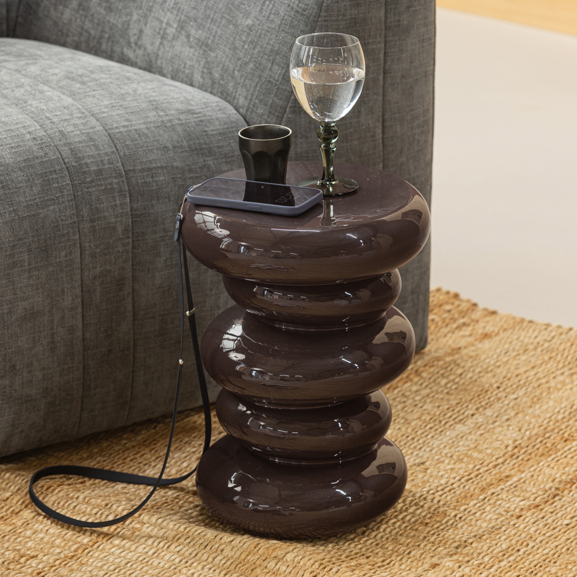 WOOOD Ronde Bijzettafel Kivo Ø30cm - Donkerbruin