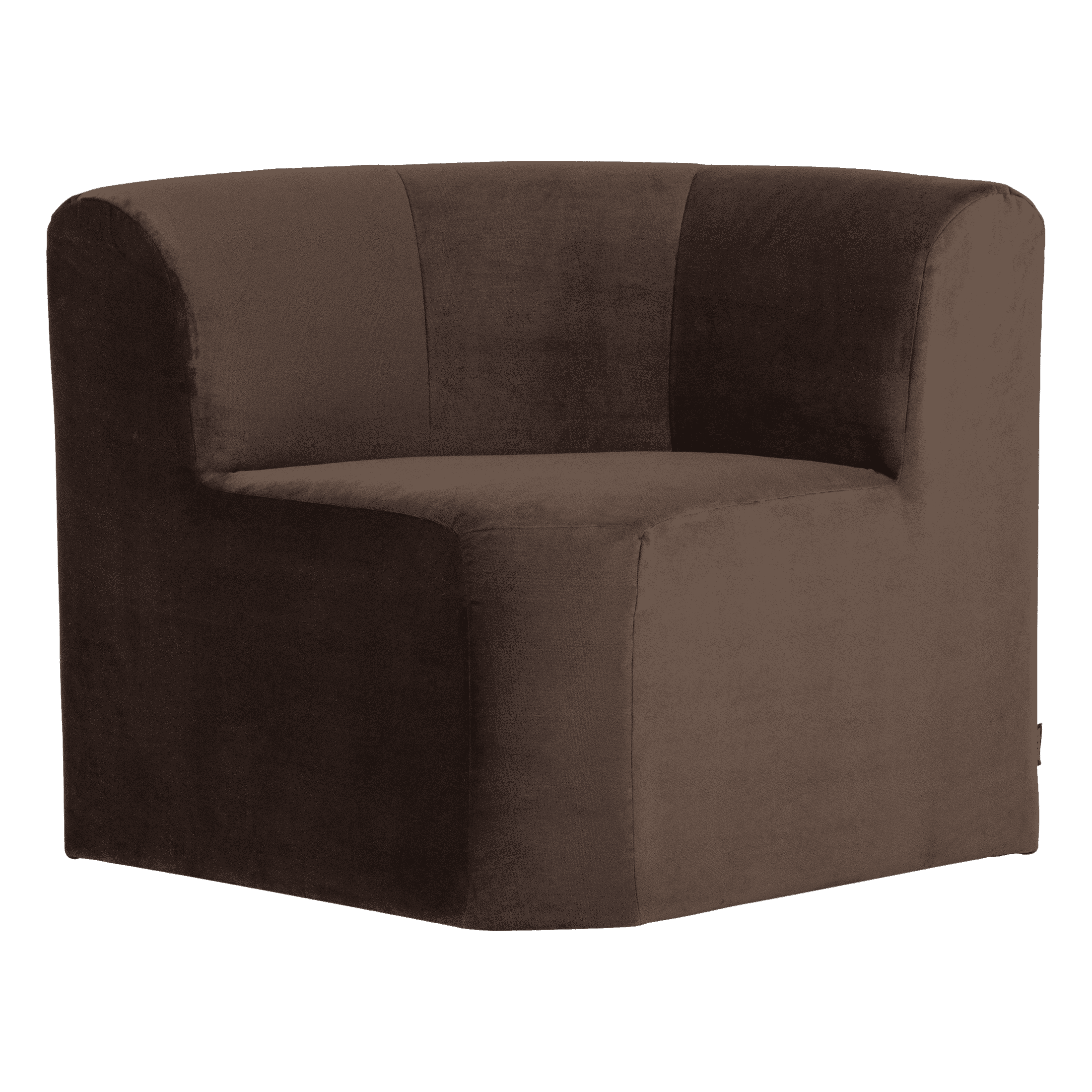 WOOOD Modulaire Eetkamerbank Mojo Base Velvet, Hoek 80cm - Donkerbruin