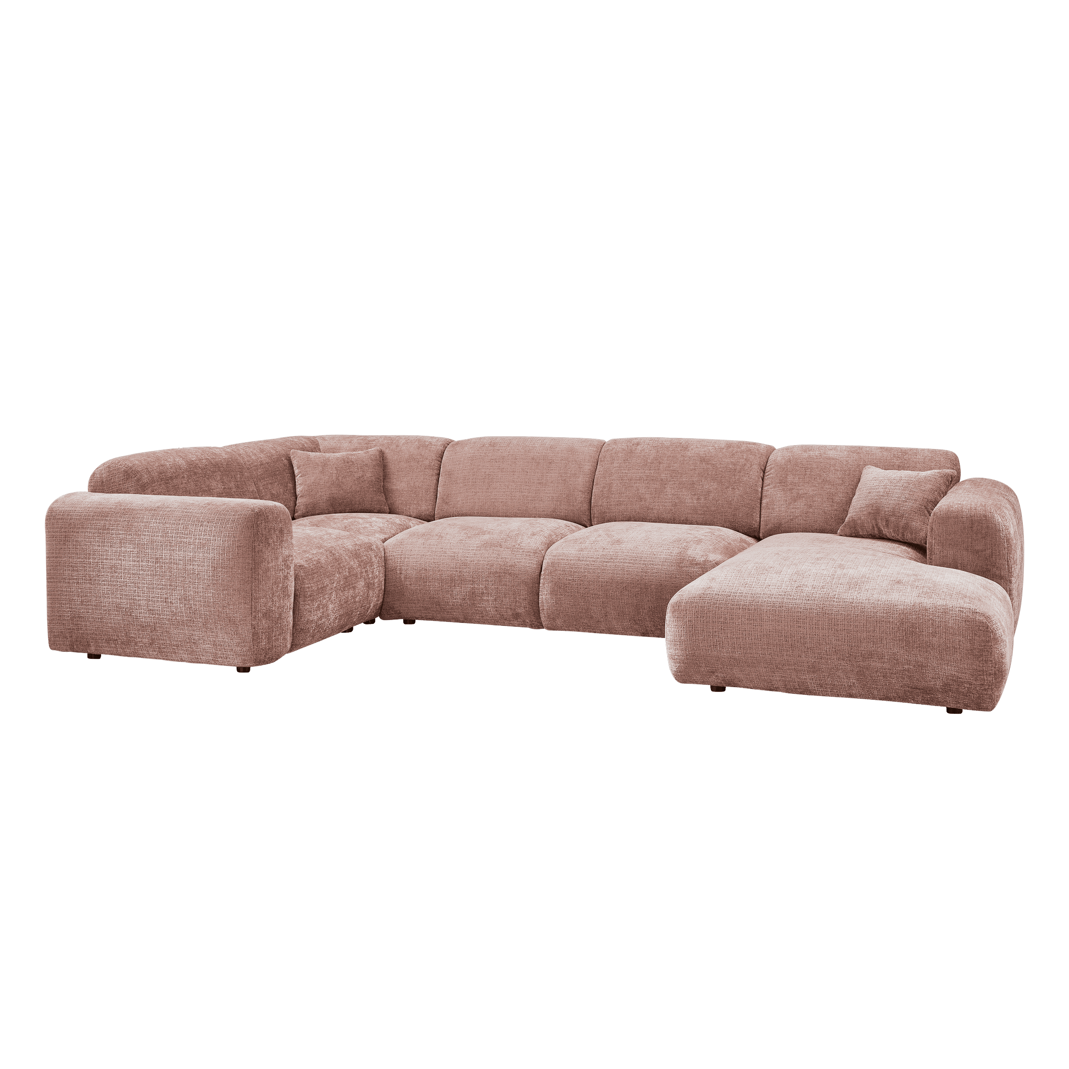 WOOOD Hoekbank Cloud Links, Chenille, 345cm - Taupe/Roze