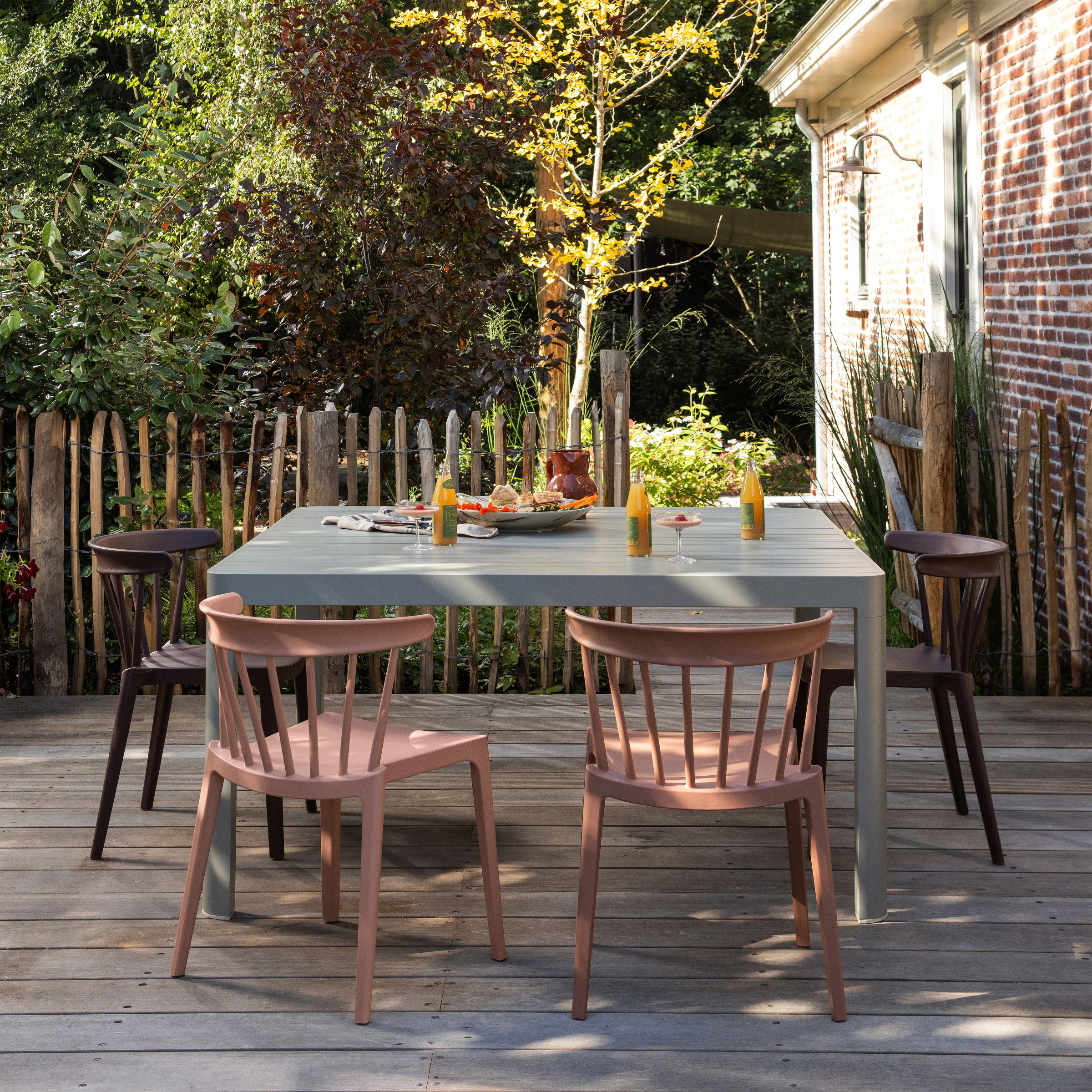 WOOOD Outdoor Uitschuifbare Eettafel Ovara Aluminium, 150 x 150cm - Zand - Vierkant